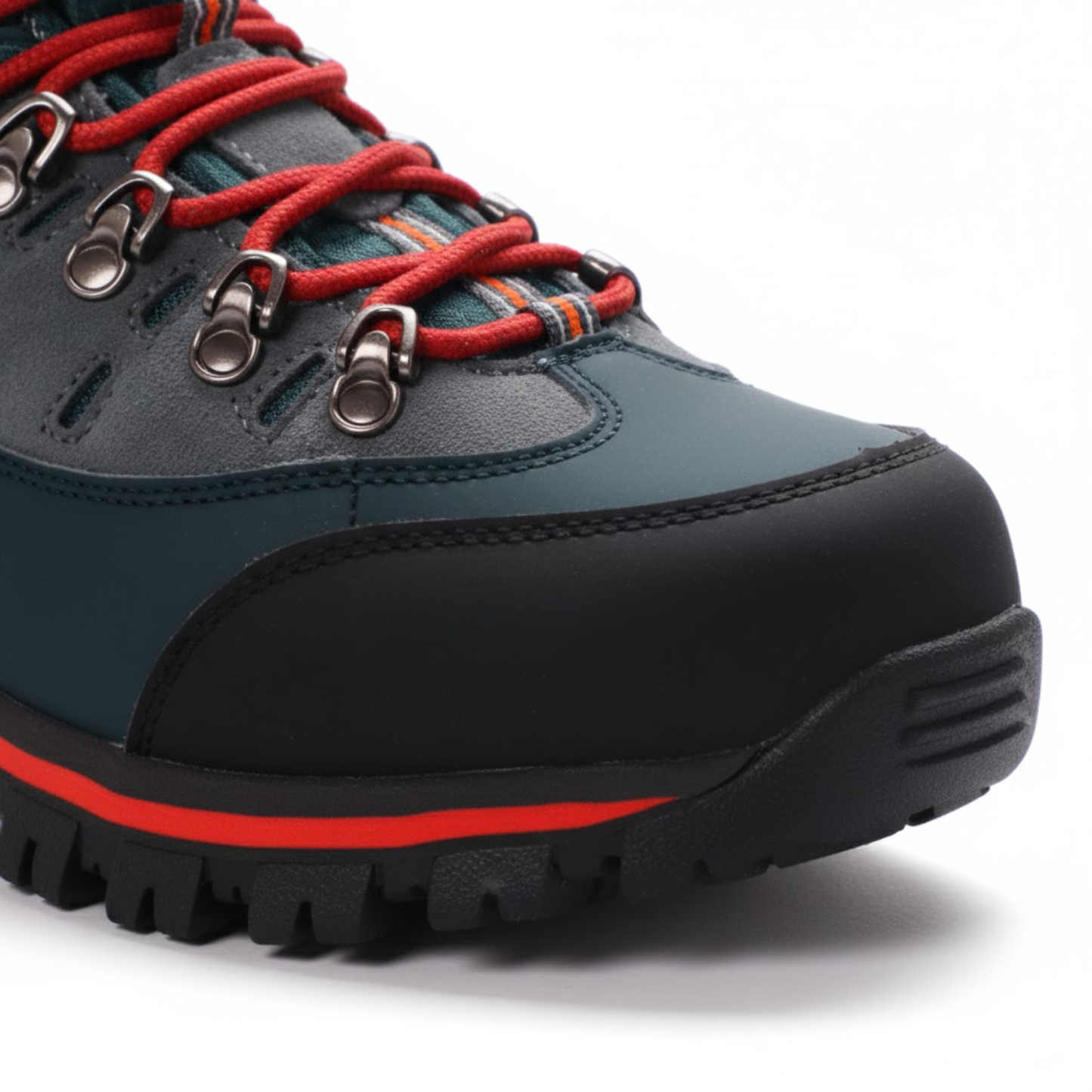 Blotcha Men's Hiking Boots - Blue & Grey Waterproof Outdoor Climbing Shoes with Red Laces