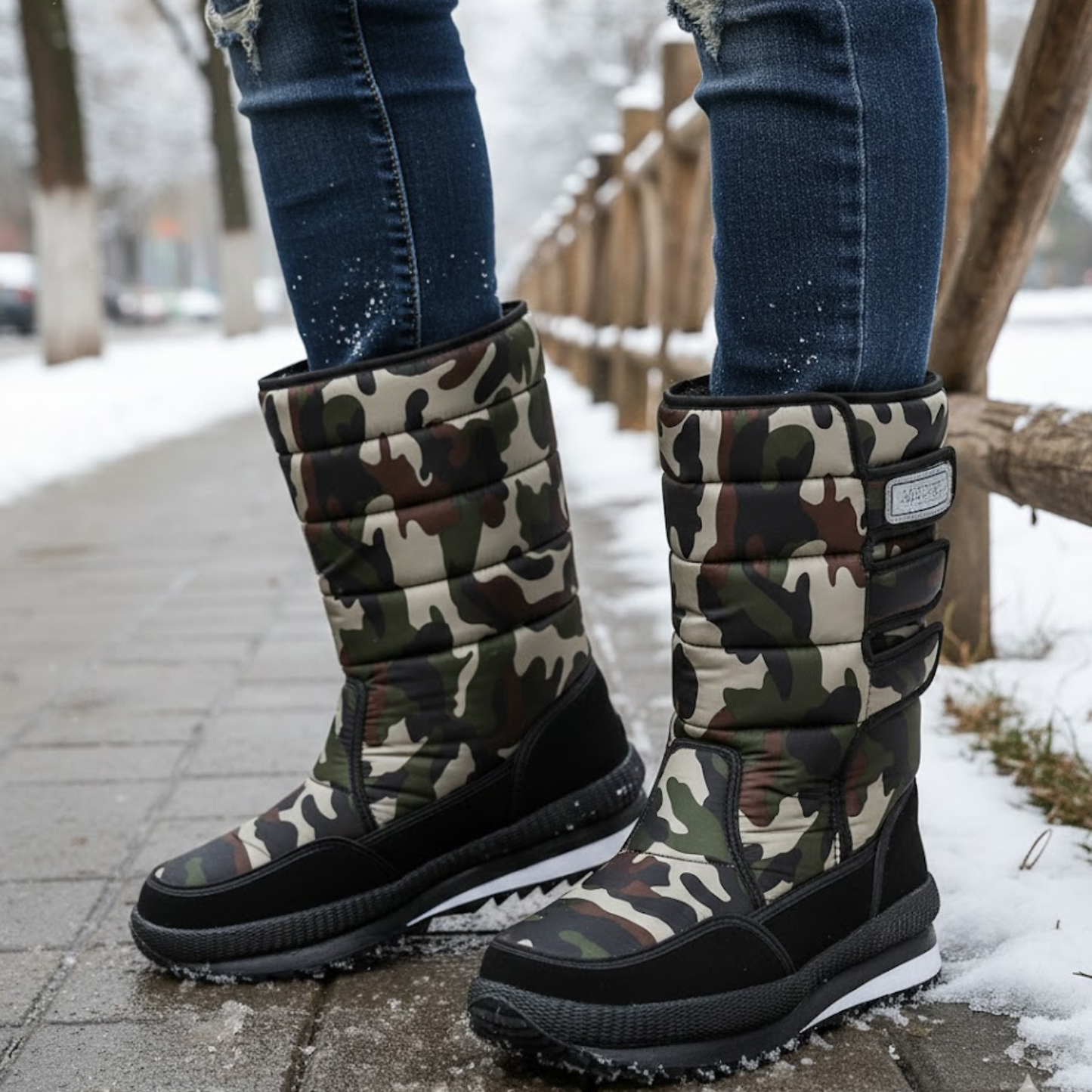 Blotcha Women's Camo Waterproof Platform Snow Boots Warm Plush Winter Footwear