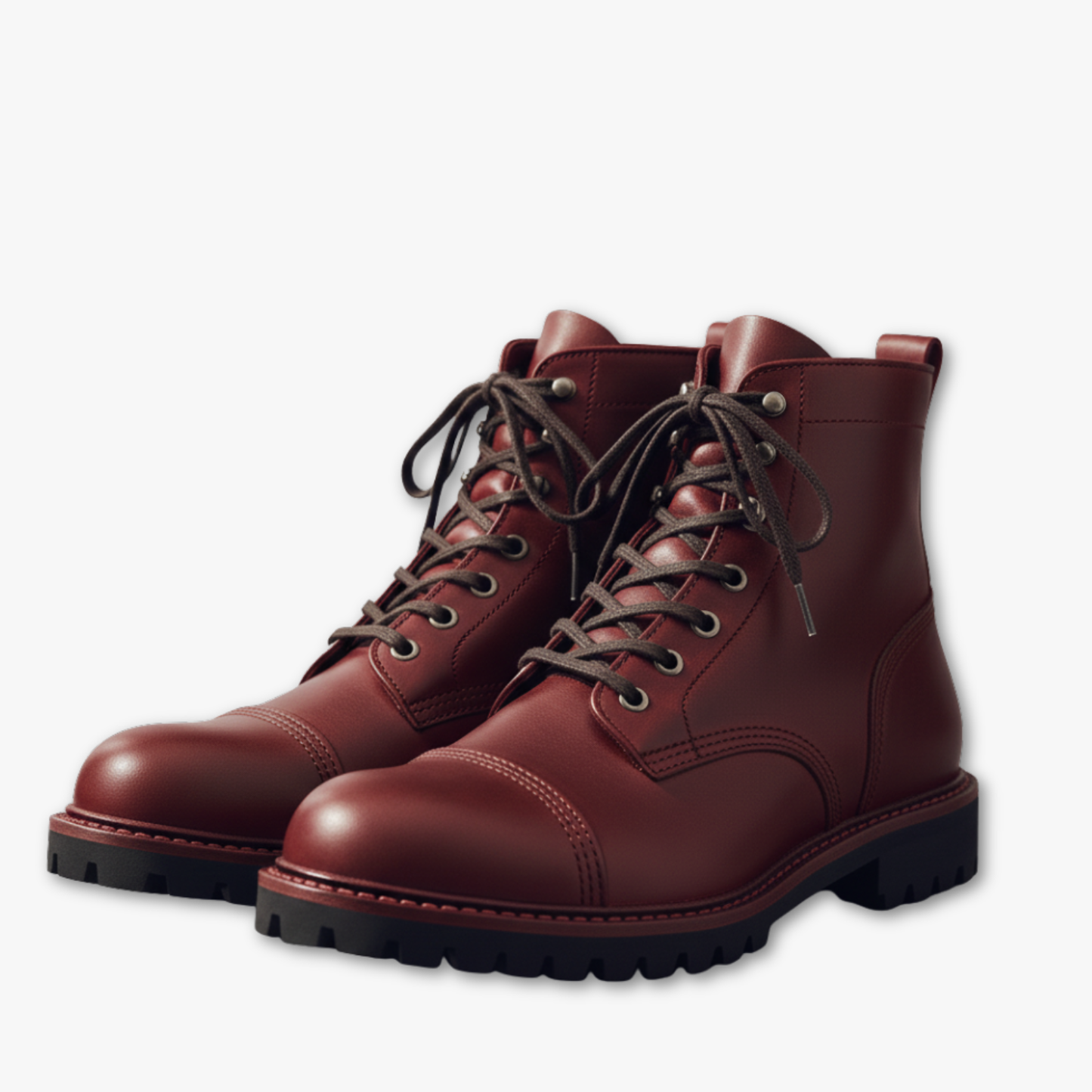 Blotcha Men's High Brown Leather Lace-up Cap Toe Boots