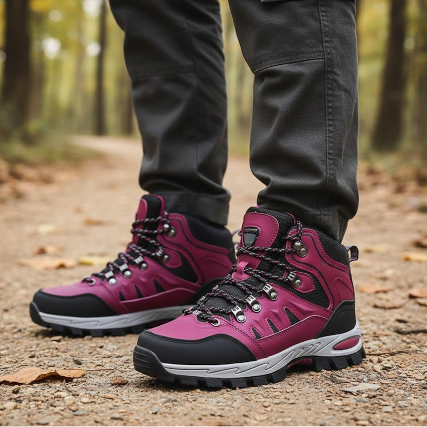 Blotcha Pink Waterproof Hiking Boots Wear-Resistant Mountain Sports Shoes