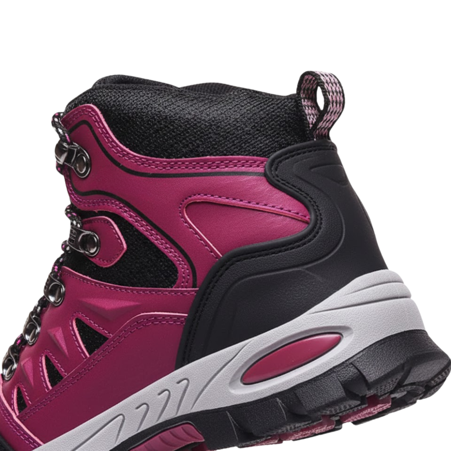 Blotcha Pink and Black Outdoor Waterproof Hiking Boots Wear-Resistant Sports Shoes