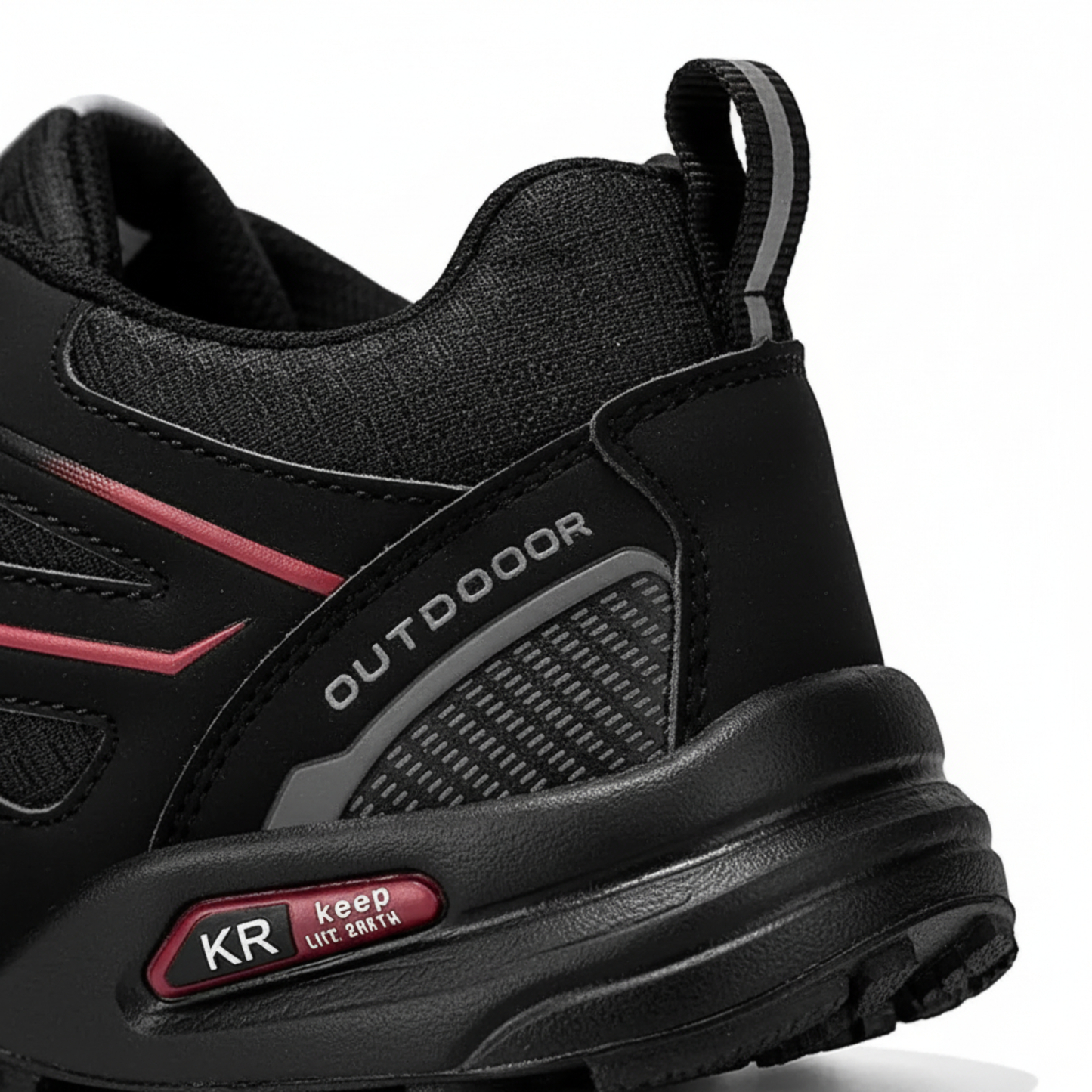 Blotcha Men's Orthopedic Waterproof Hiking Shoes - Black Red Non-Slip All-Terrain Trekking Boots