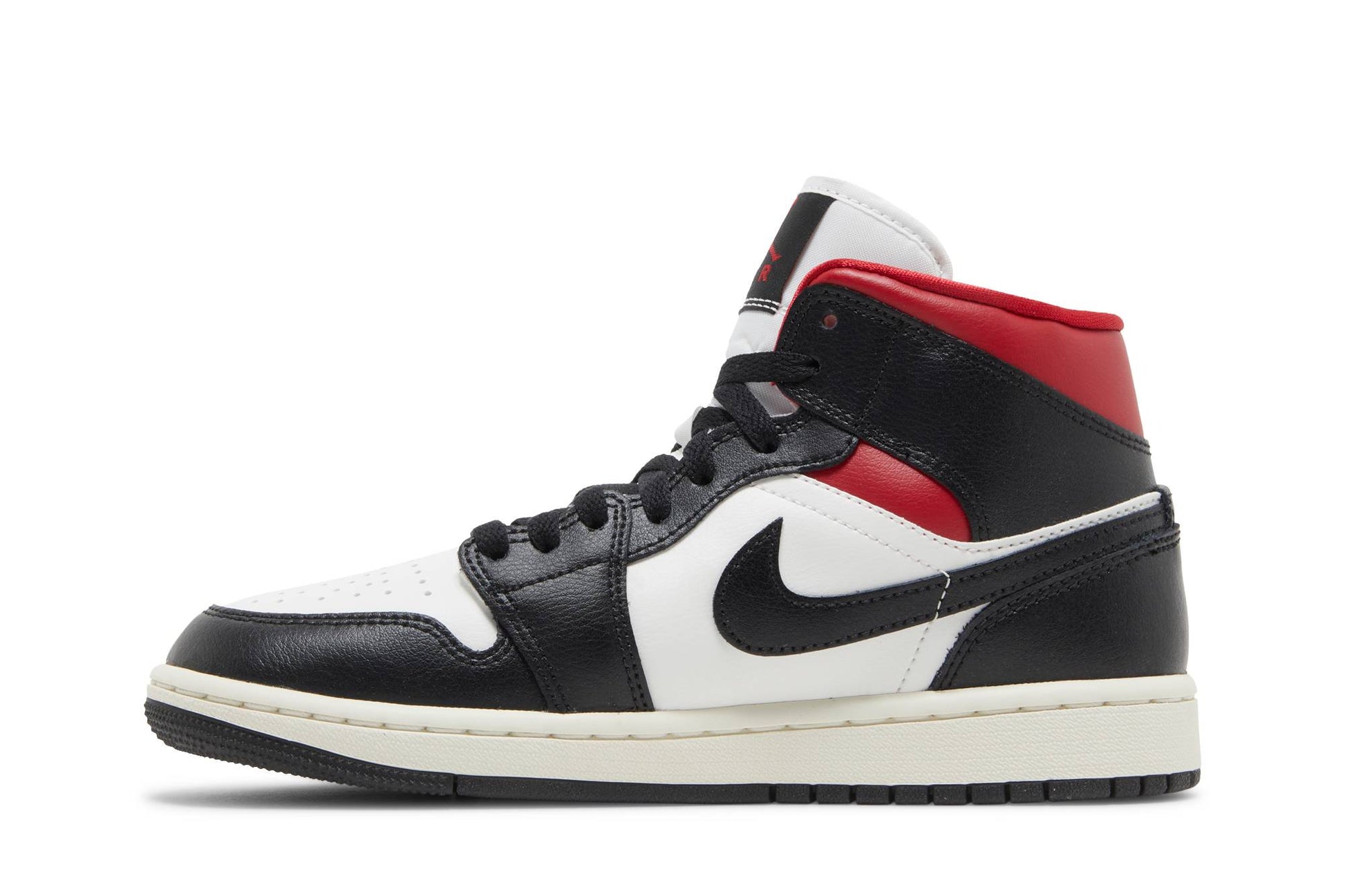 ( Women ) Air Jordan 1 Mid ‘Black Sail Gym Red’ BQ6472-061