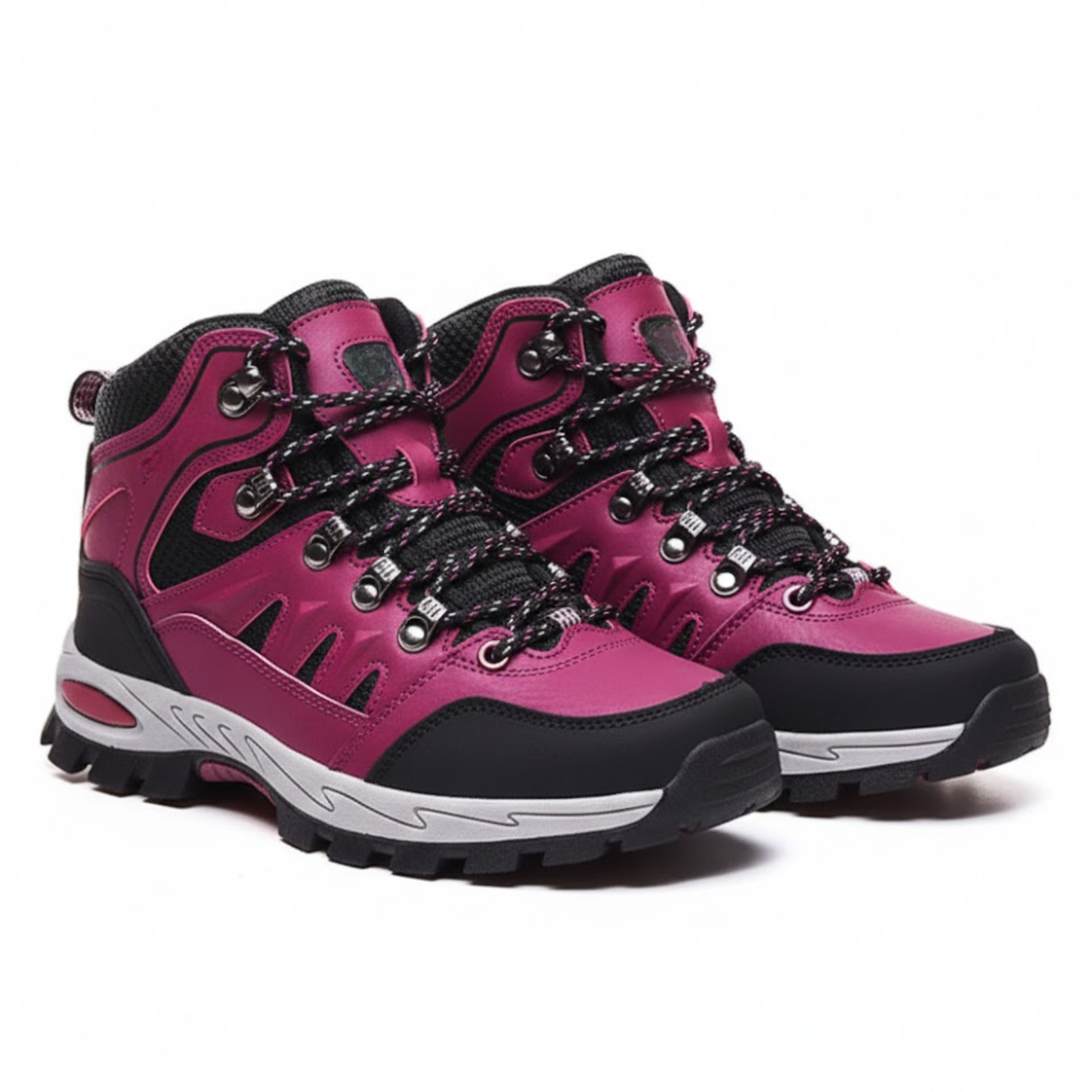 Blotcha Pink and Black Outdoor Waterproof Hiking Boots Wear-Resistant Sports Shoes