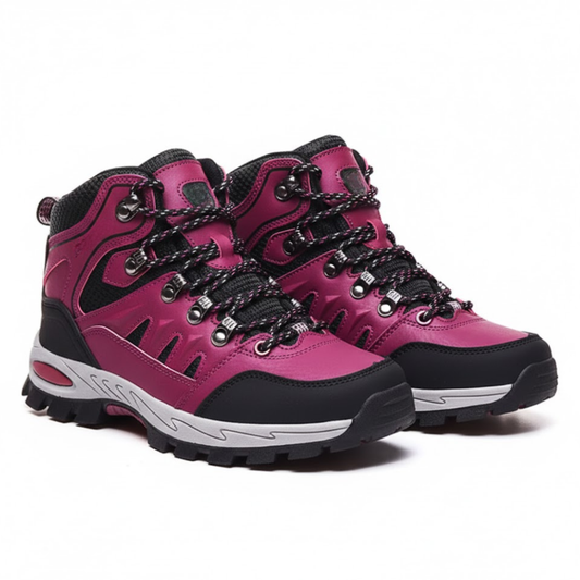 Blotcha Pink and Black Outdoor Waterproof Hiking Boots Wear-Resistant Sports Shoes