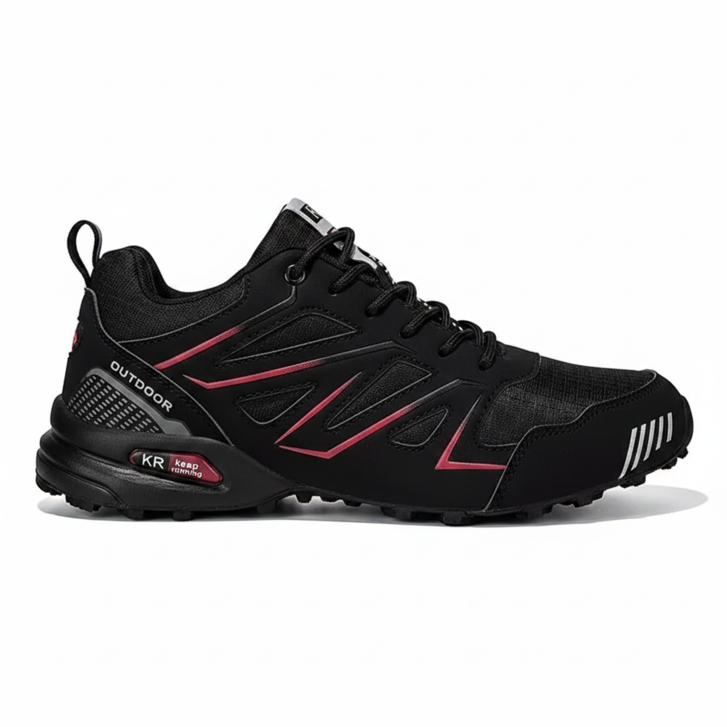 Blotcha Men's Orthopedic Waterproof Hiking Shoes - Black Red Non-Slip All-Terrain Trekking Boots