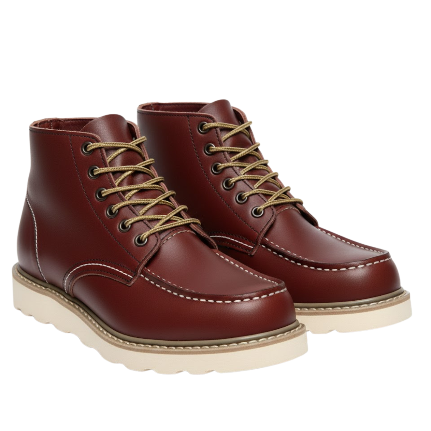 Blotcha Men's Black Leather Moc Toe Ankle Boots, Waterproof Winter Lace-Up Shoes