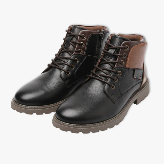 Blotcha Men's Leather Ankle Boots High Top Outdoor Casual Work Combat Shoes