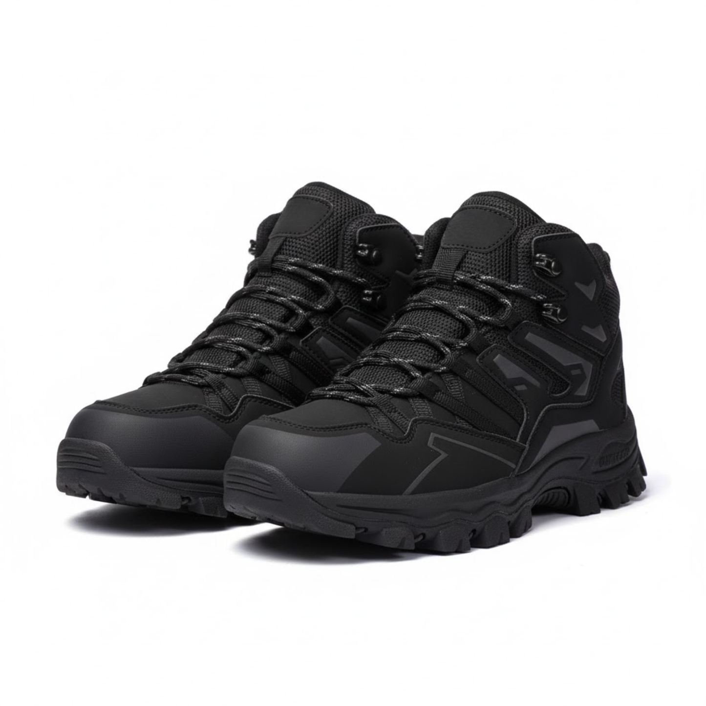 Blotcha Women's Black High-Top Winter Hiking Boots Warm Velvet Lining Rainproof Non-Slip