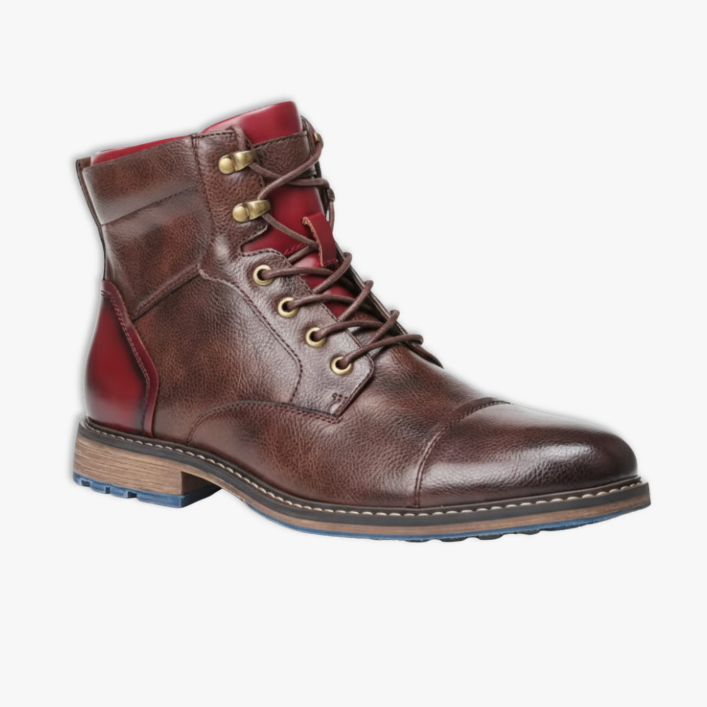 Blotcha Men's Retro Tan Leather Lace-Up Boots - Comfortable Fashion Cap-Toe