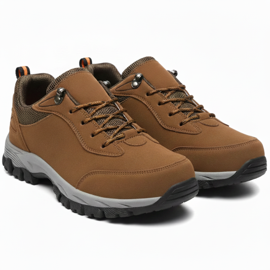 Blotcha Men's Brown Waterproof All-Terrain Hiking Shoes Non-Slip Walking Sneakers