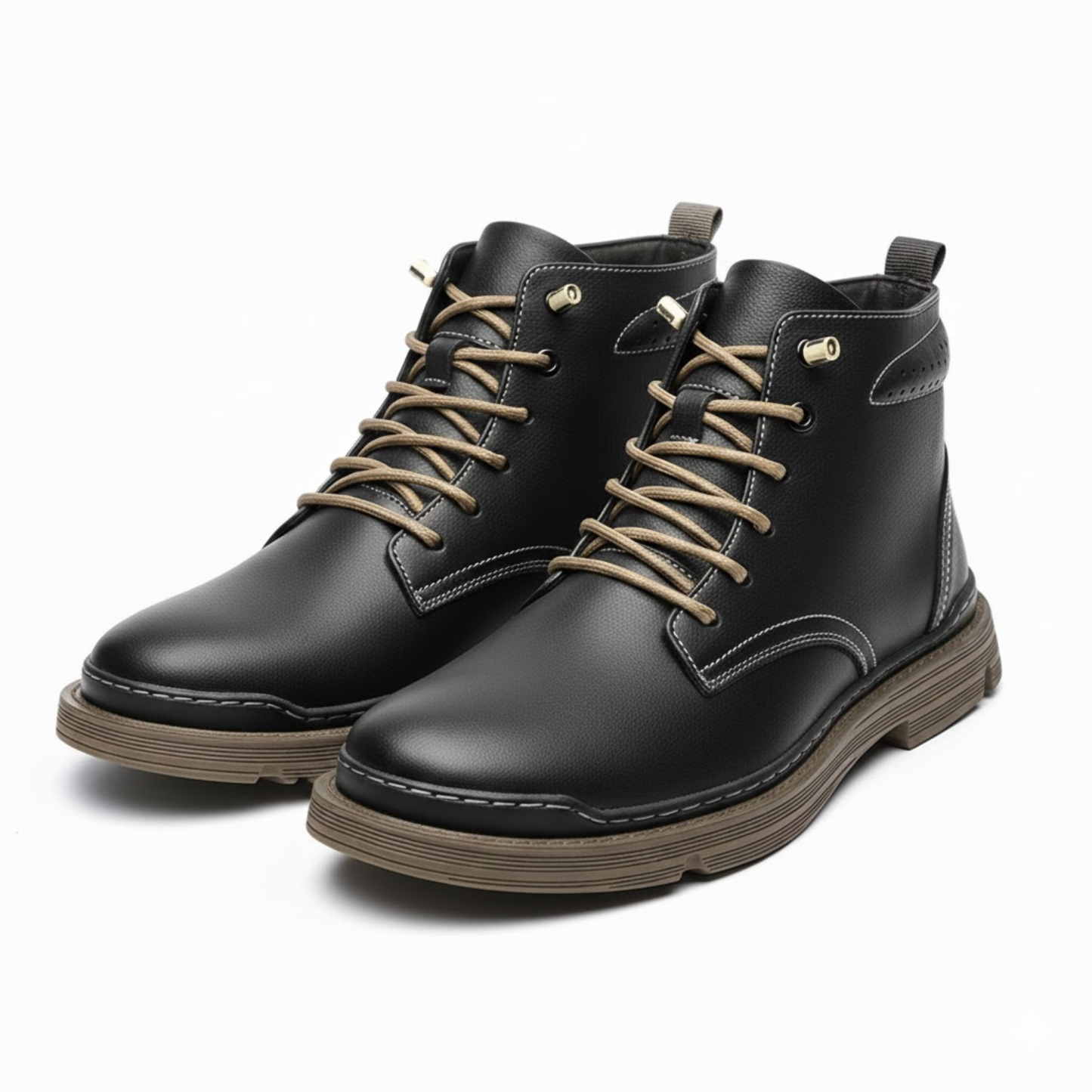 Blotcha Men's Leather Chelsea Ankle Boots Lace-Up Elevator Sneakers
