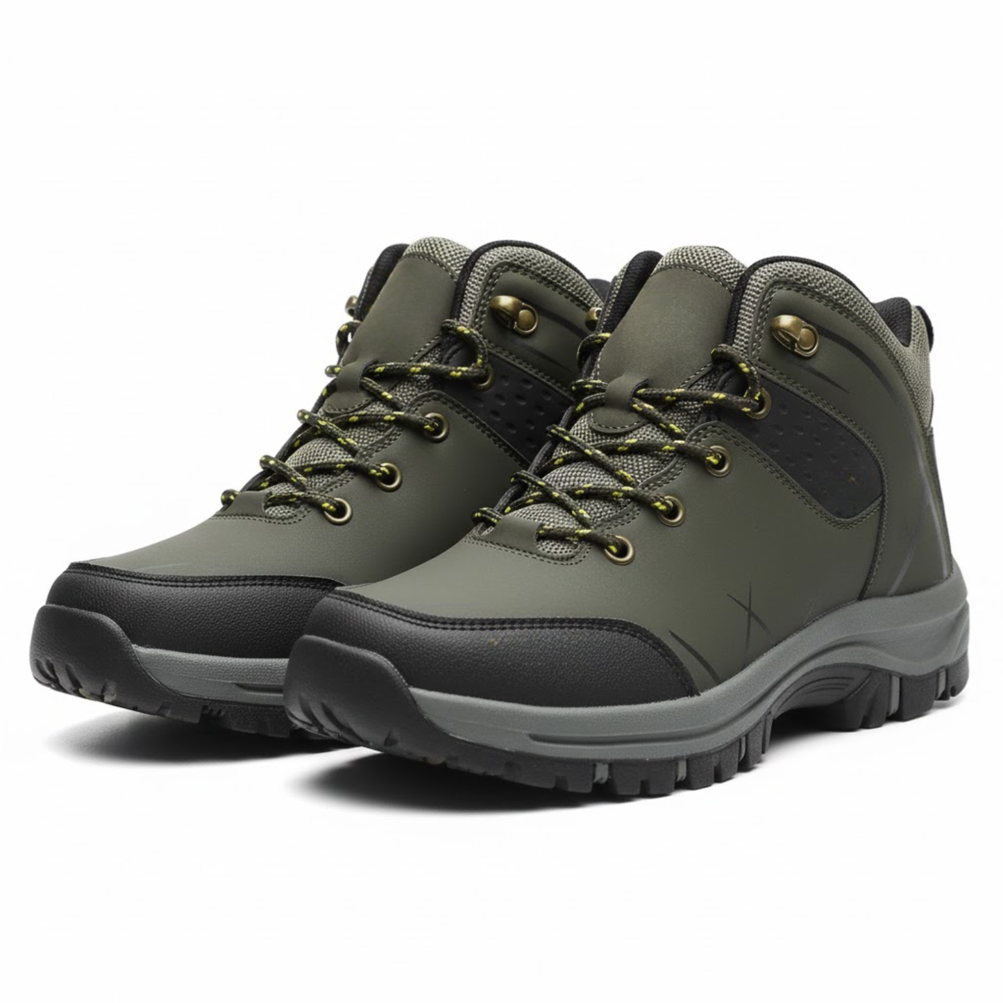 Blotcha Men's Brown Retro Hiking Boots Waterproof Anti-Slip Outdoor Camping Work Shoes