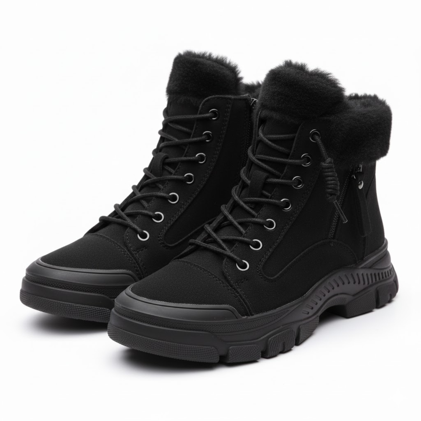 Blotcha Women's Genuine Leather Winter Ankle Boots Brown Plush Lined Snow Booties Thick Sole