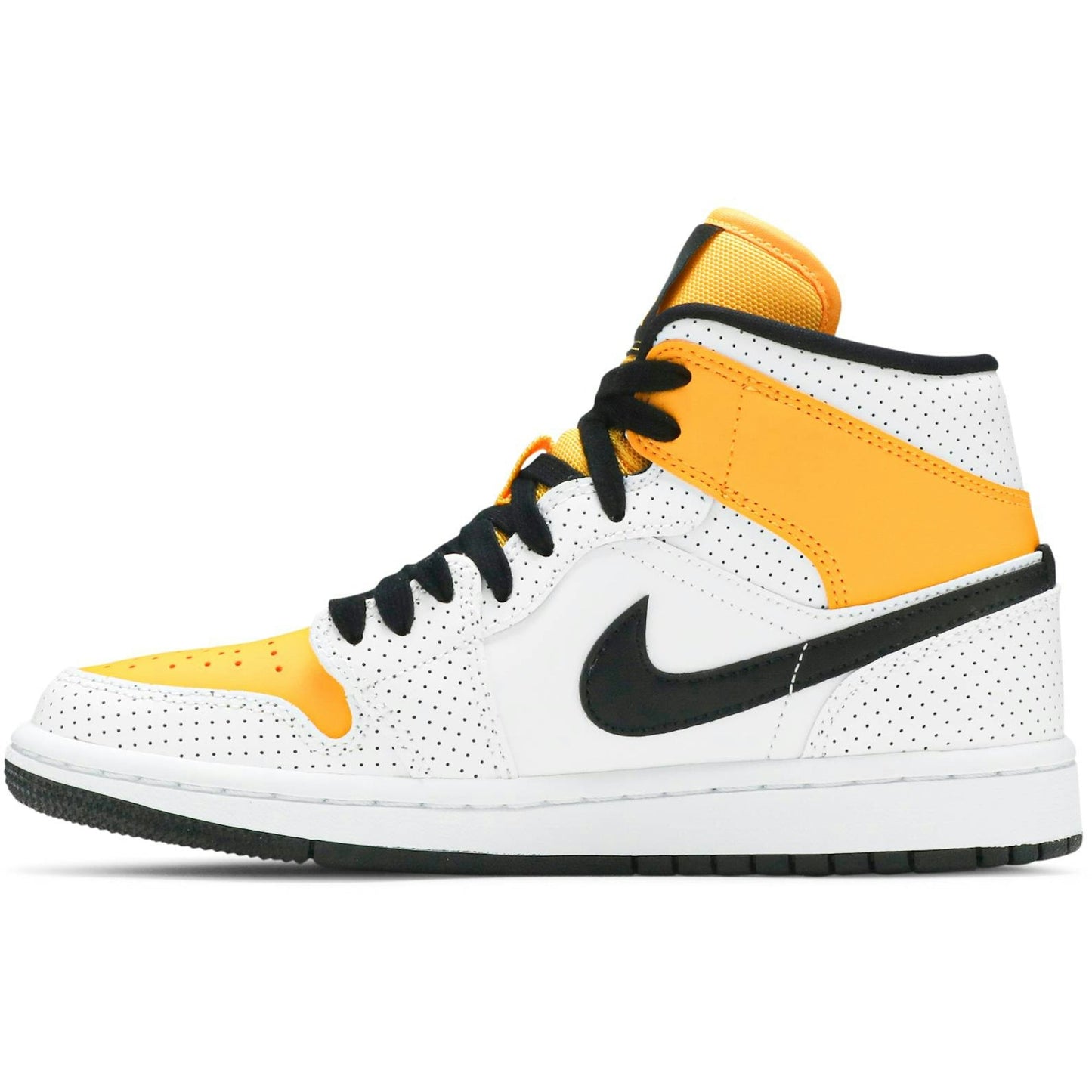 ( Women ) Air Jordan 1 Mid ‘Perforated – White University Gold’ BQ6472-107