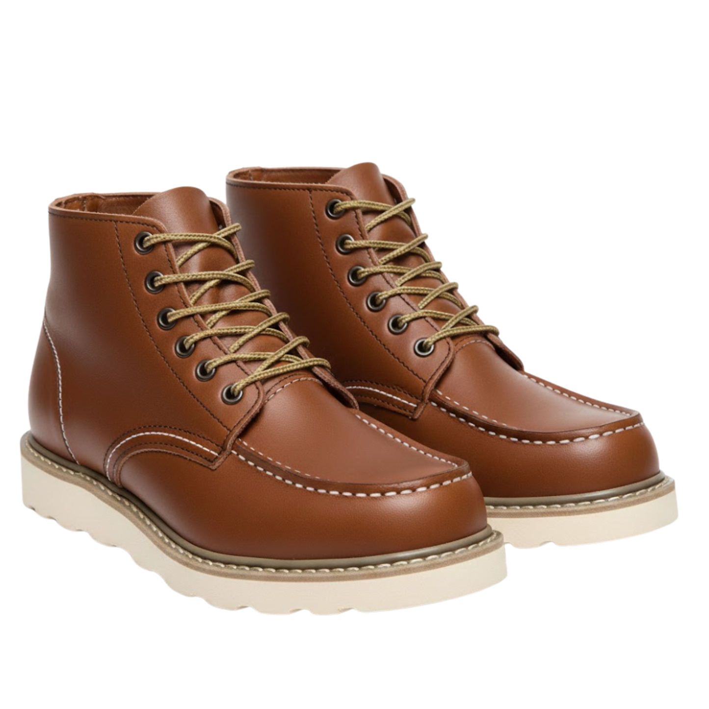 Blotcha Men's Black Leather Moc Toe Ankle Boots, Waterproof Winter Lace-Up Shoes