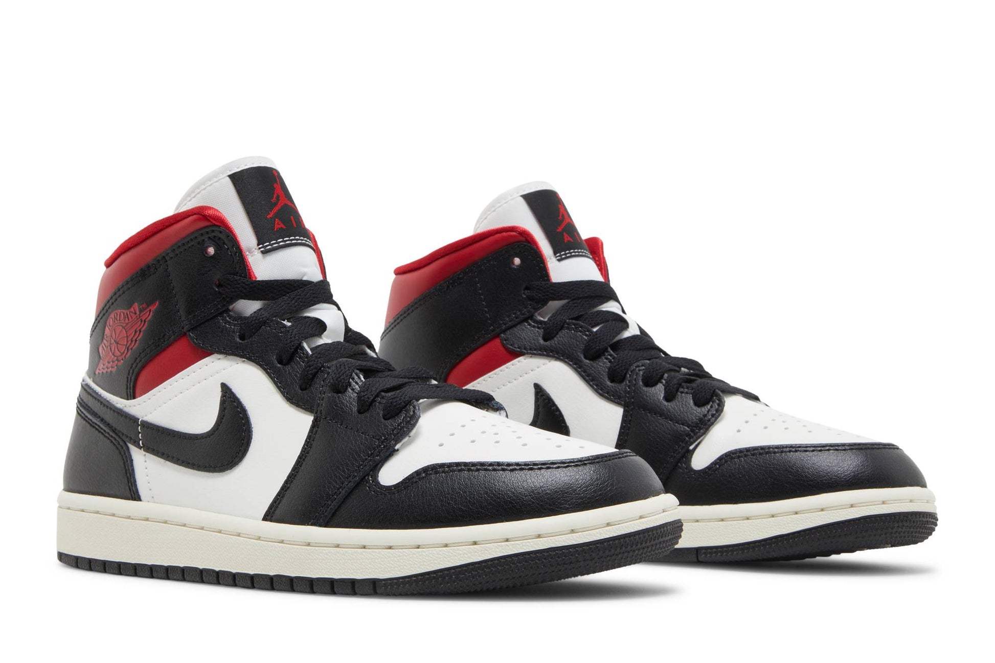 ( Women ) Air Jordan 1 Mid ‘Black Sail Gym Red’ BQ6472-061