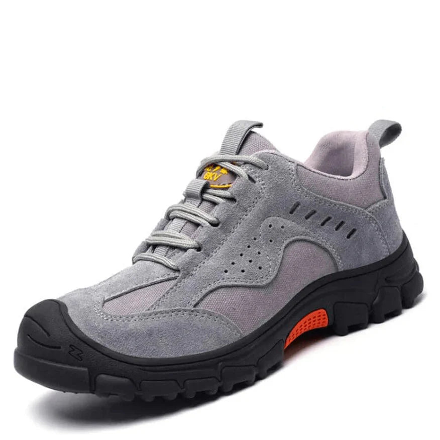 Blotcha Men's Steel Toe Safety Boots Cow Suede Puncture Proof Slip On Work Shoes