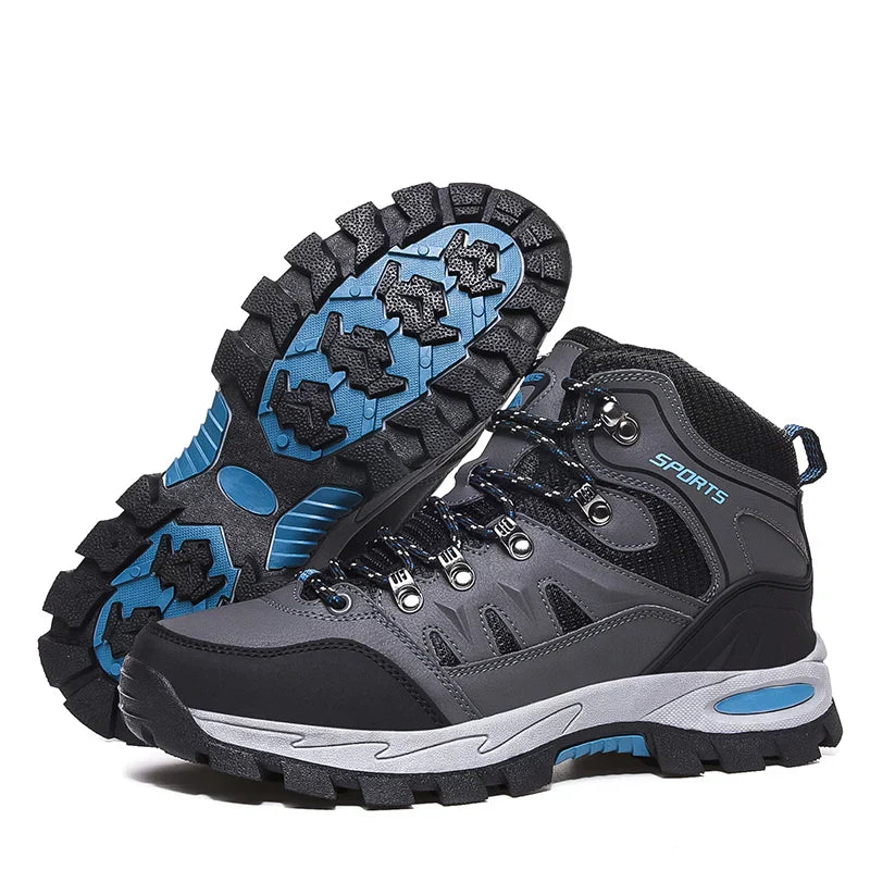 Blotcha Men's High Top Hiking Boots Black Orange Outdoor Trekking Climbing Shoes Non-Slip