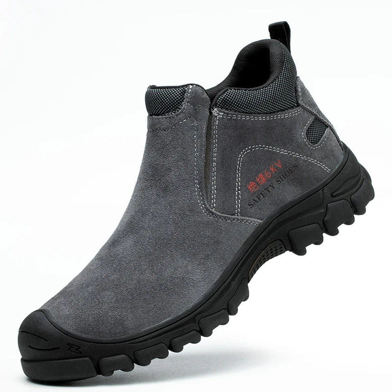 Blotcha Men's Steel Toe Leather Safety Shoes Breathable 6KV Insulation Work Boots