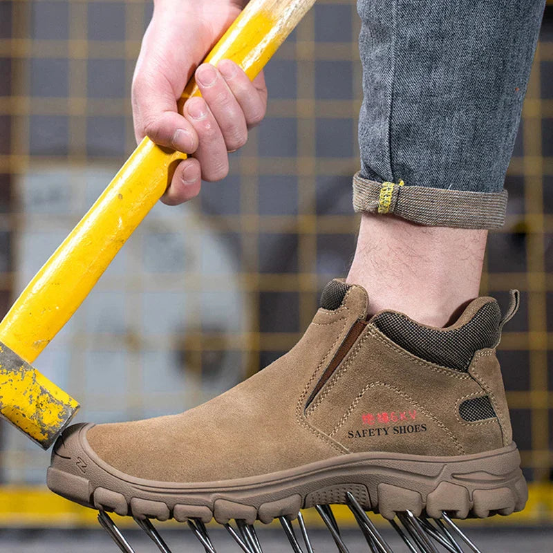 Blotcha Men's Steel Toe Leather Safety Shoes Breathable 6KV Insulation Work Boots
