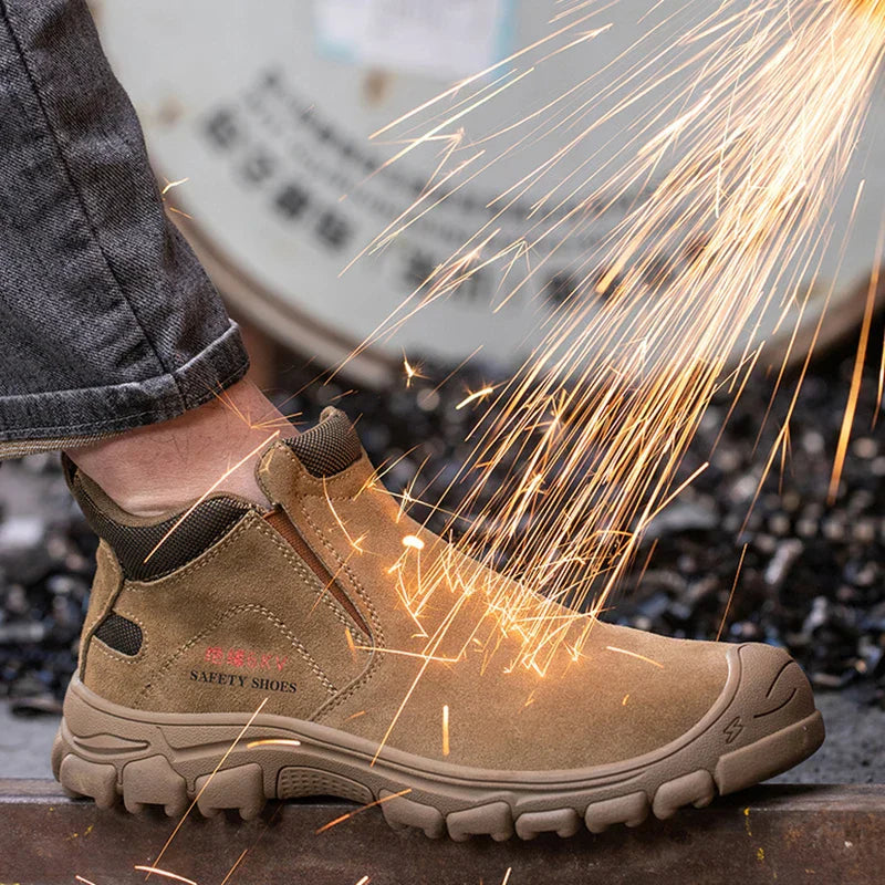 Blotcha Men's Steel Toe Leather Safety Shoes Breathable 6KV Insulation Work Boots