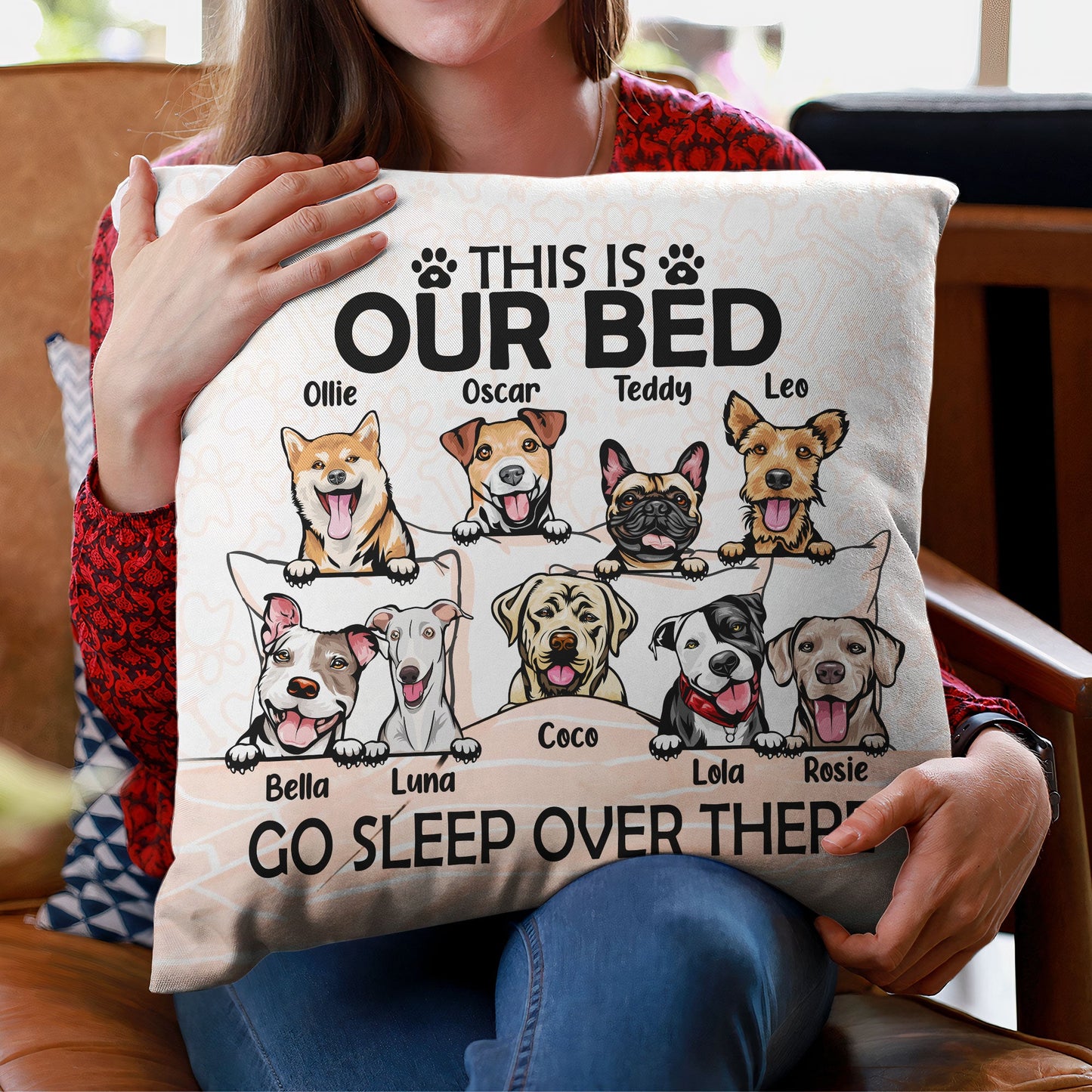 Go Sleep Over There – Personalized Pillow – Birthday, Funny Gift For Dog Lovers, Dog Owners