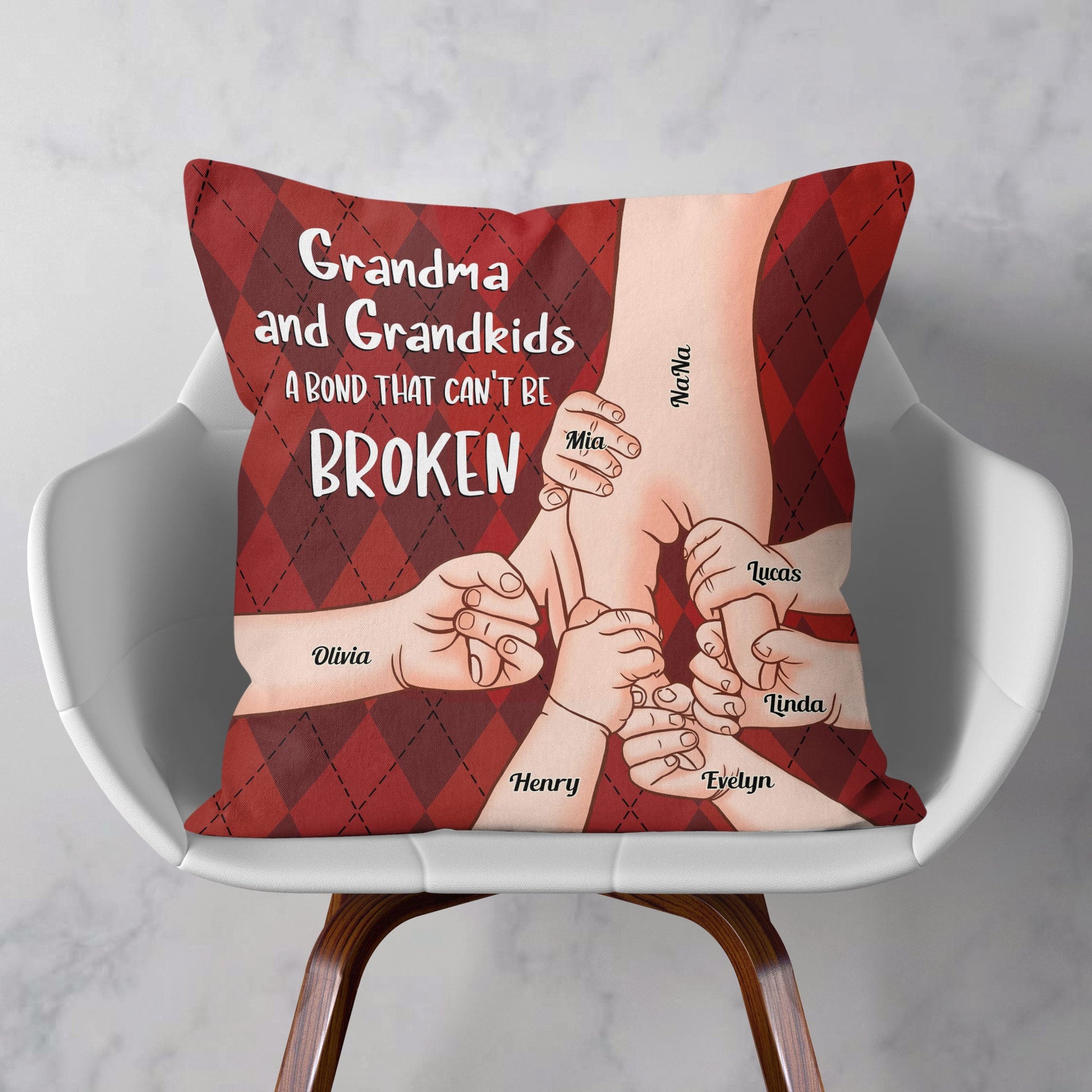 Grandparent And Grandkid A Bond That Can’t Be Broken – Personalized Pillow – Birthday, Loving Gift For Grandpa, Grandma, Mom & Dad