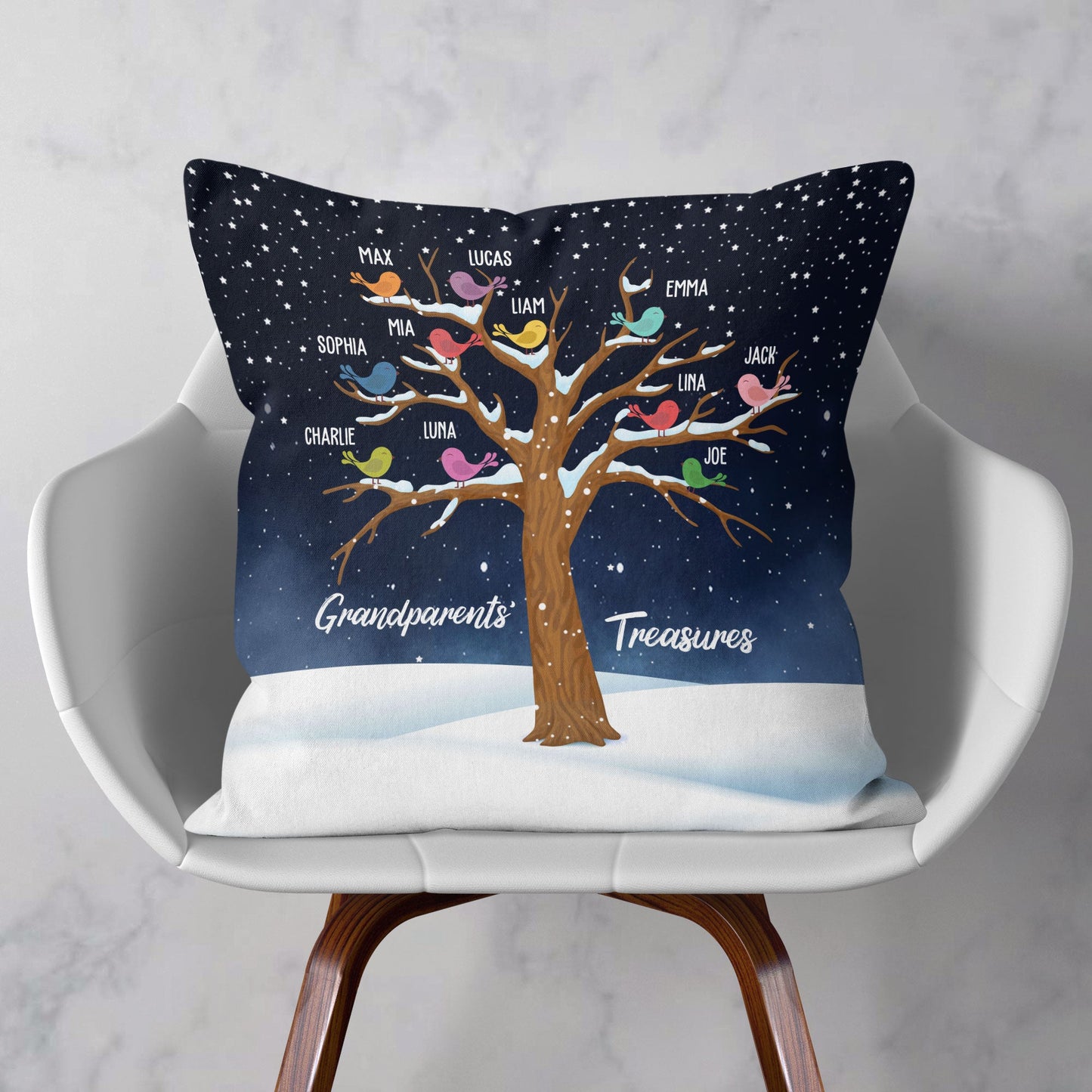 Grandparents’ Treasure – Personalized Pillow – Birthday, Loving Gift For Grandma, Grandpa, Mom, Dad