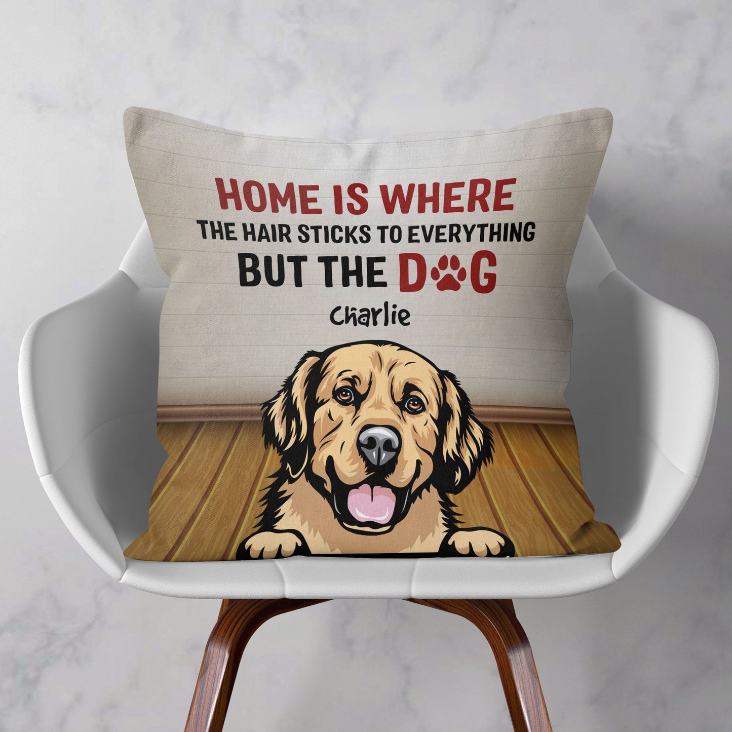 Home Is Where The Hair Sticks To Everything – Personalized Pillow – Birthday, Loving Gift For Cat & Dog Lover, Pet Owner, Fur Mom, Fur Dad