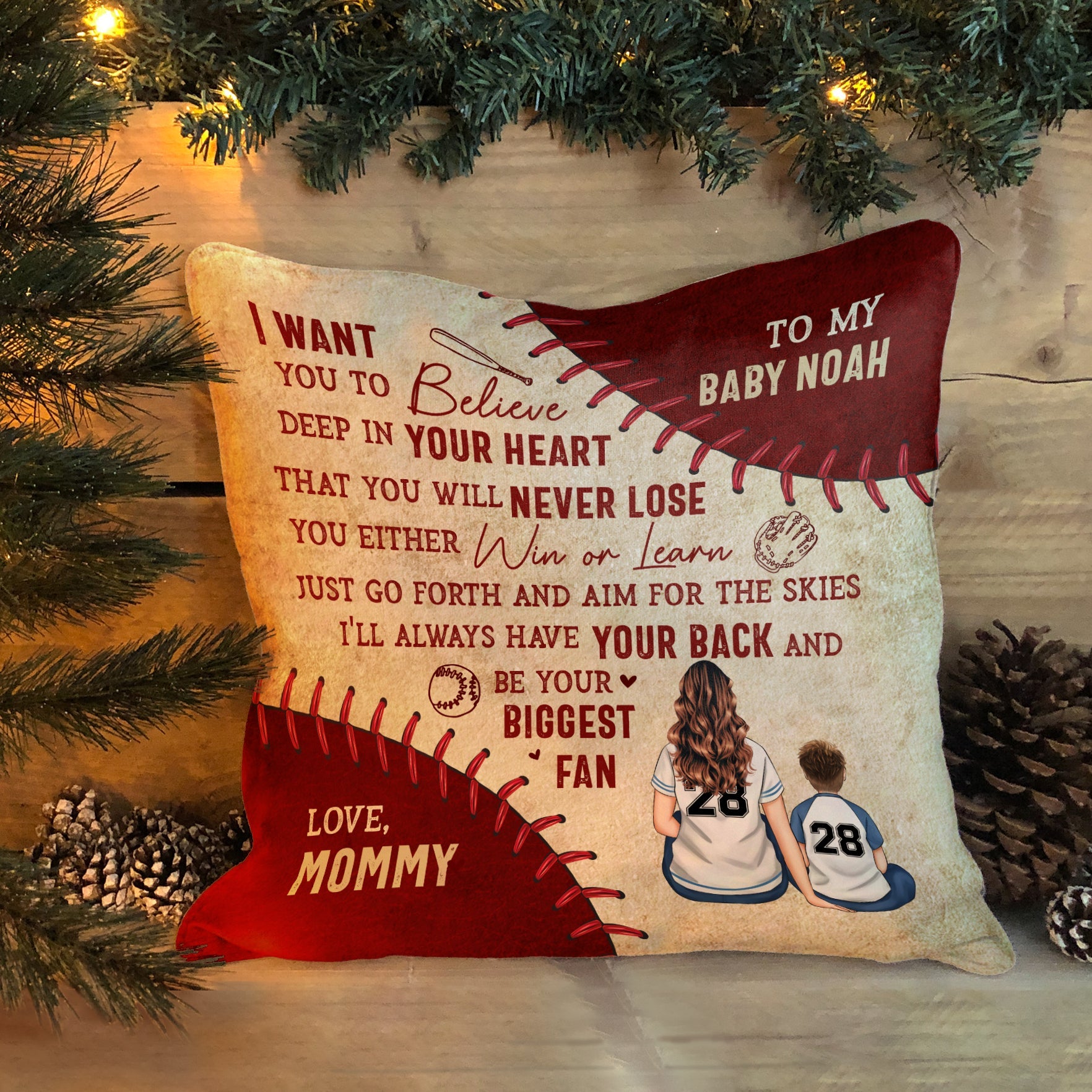 I’ll Always Be Your Biggest Fan – Personalized Pillow – Birthday, Loving Gift For Baseball Players, Son And Daughter, Grandkids