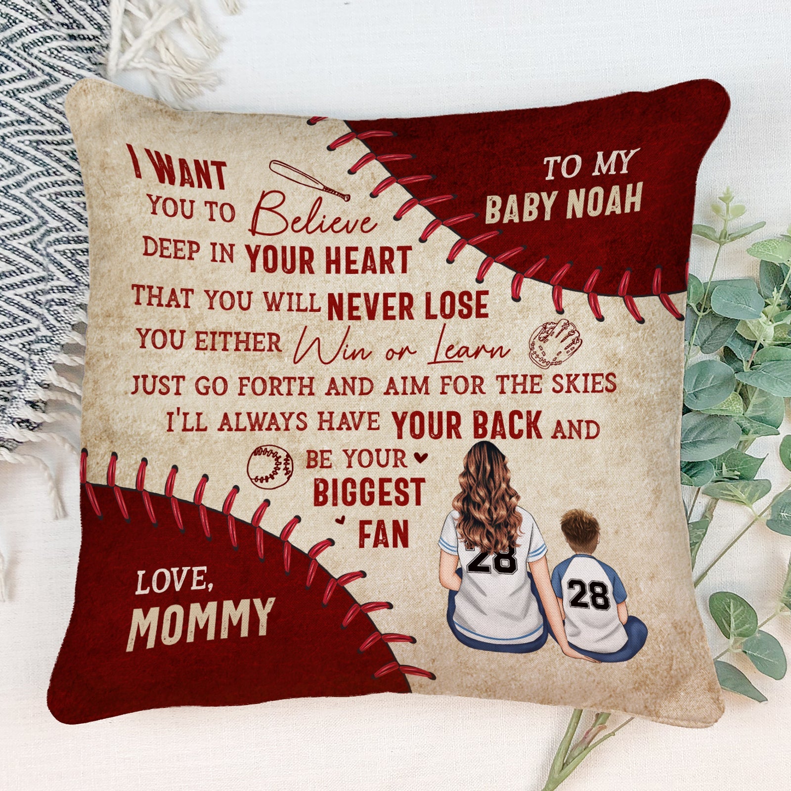 I’ll Always Be Your Biggest Fan – Personalized Pillow – Birthday, Loving Gift For Baseball Players, Son And Daughter, Grandkids