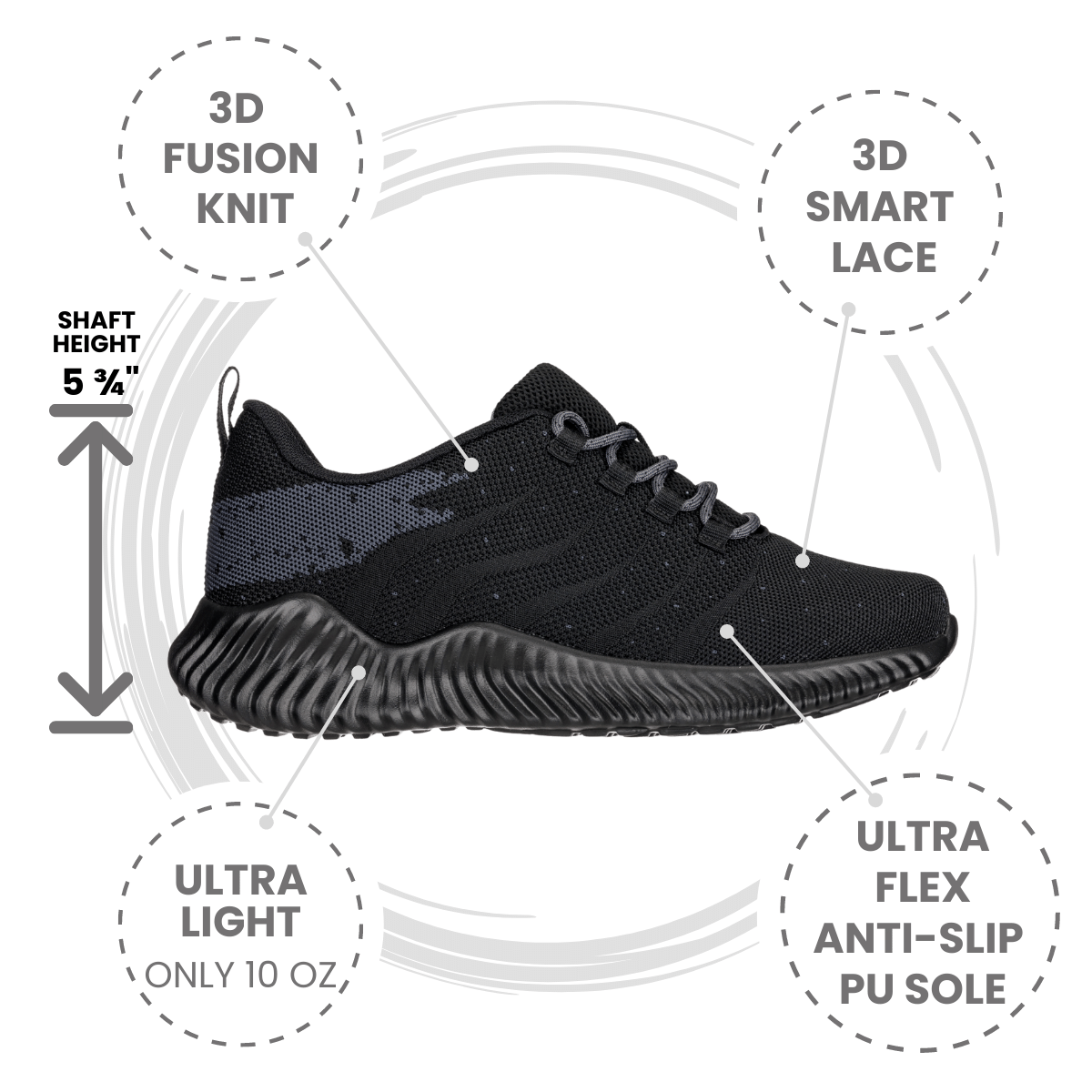 CALTO Q216 Ultra Lightweight Height-Increasing Casual Sneaker - 2.8 Inches Taller - Black Grey - Premium Comfort Design