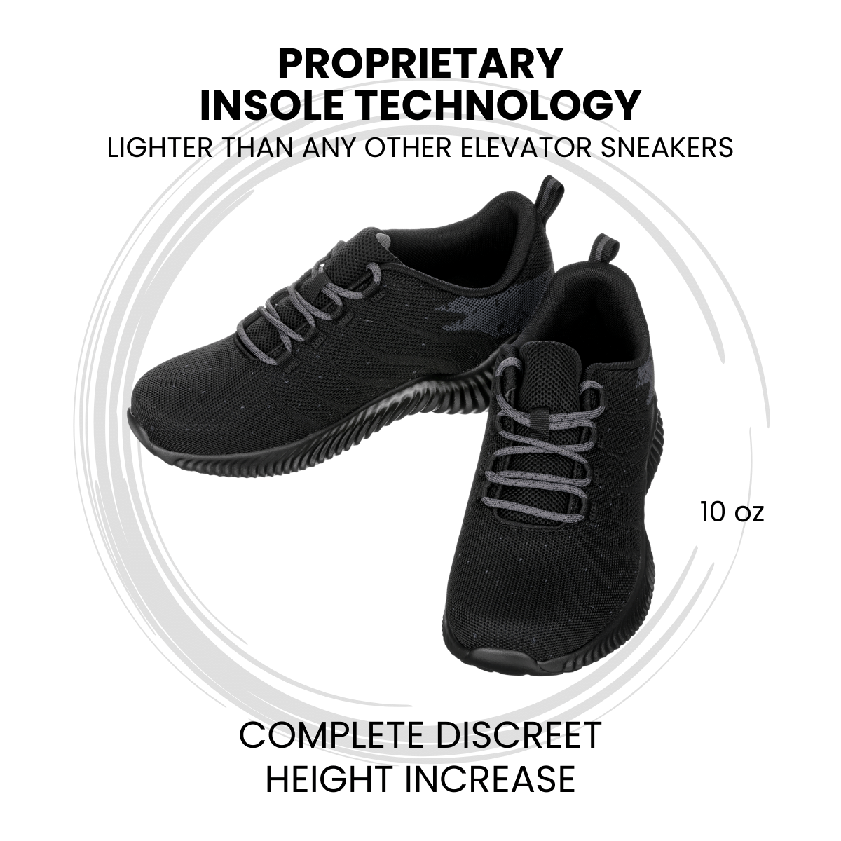 CALTO Q216 Ultra Lightweight Height-Increasing Casual Sneaker - 2.8 Inches Taller - Black Grey - Premium Comfort Design