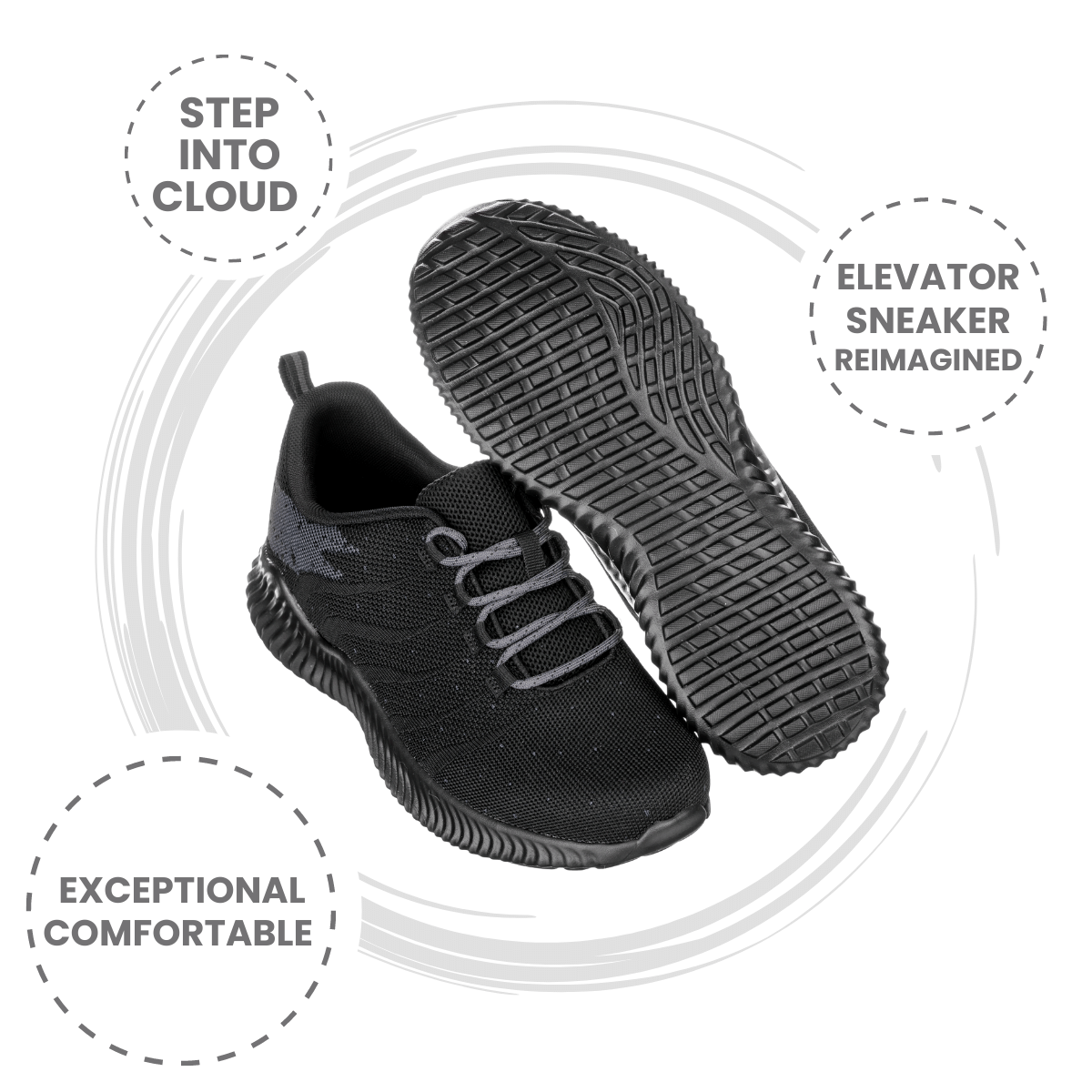 CALTO Q216 Ultra Lightweight Height-Increasing Casual Sneaker - 2.8 Inches Taller - Black Grey - Premium Comfort Design