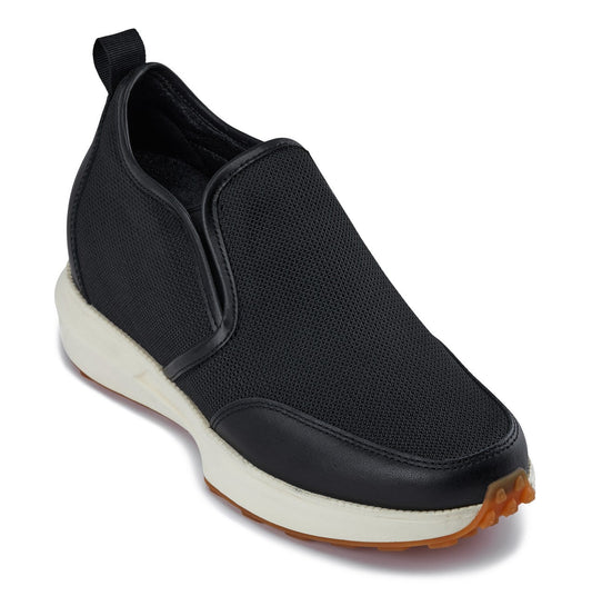 CALTO J1433 Premium Height-Increasing Loafer Sneaker - 3.3 Inches Taller - Black Casual Chunky Sole - Premium Quality Footwear