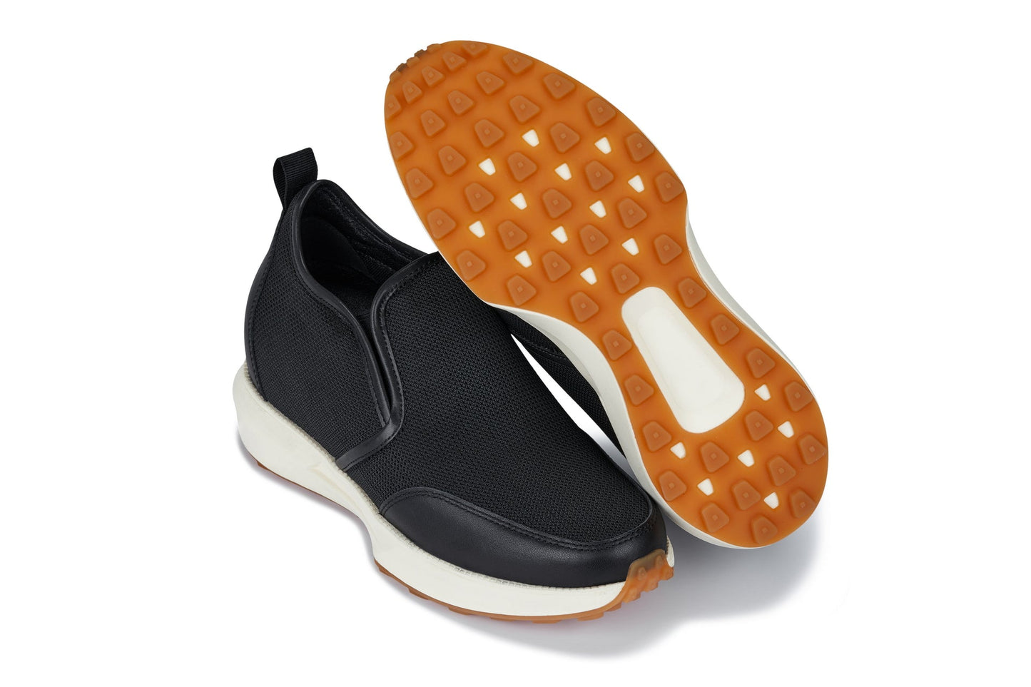 CALTO J1433 Premium Height-Increasing Loafer Sneaker - 3.3 Inches Taller - Black Casual Chunky Sole - Premium Quality Footwear