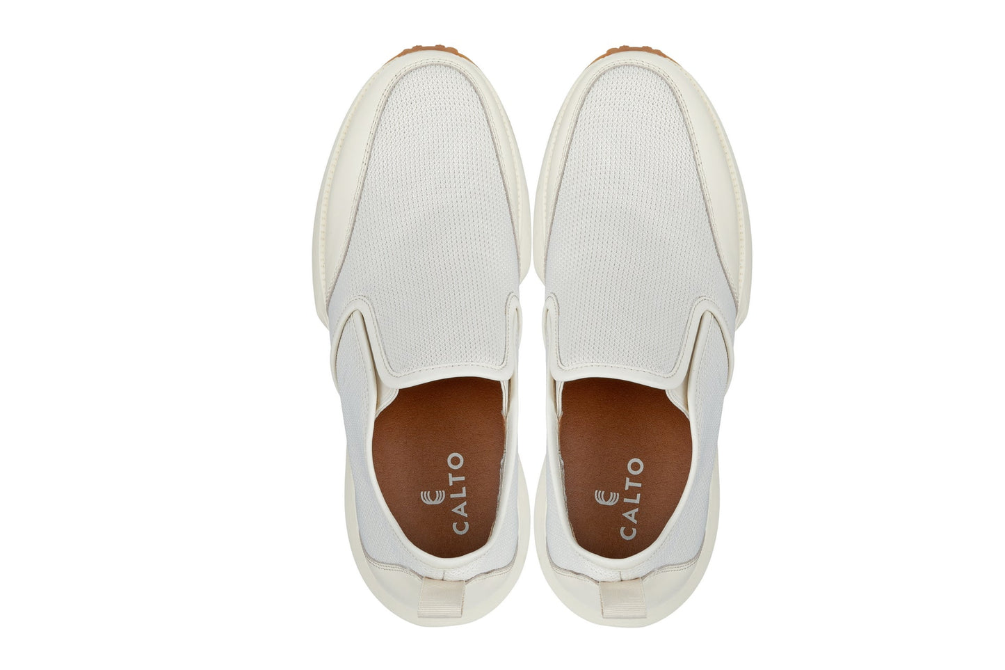 CALTO J1434 Off-White Height-Increasing Loafer Sneaker - 3.3 Inches Taller - Premium Casual Design - Quality Footwear