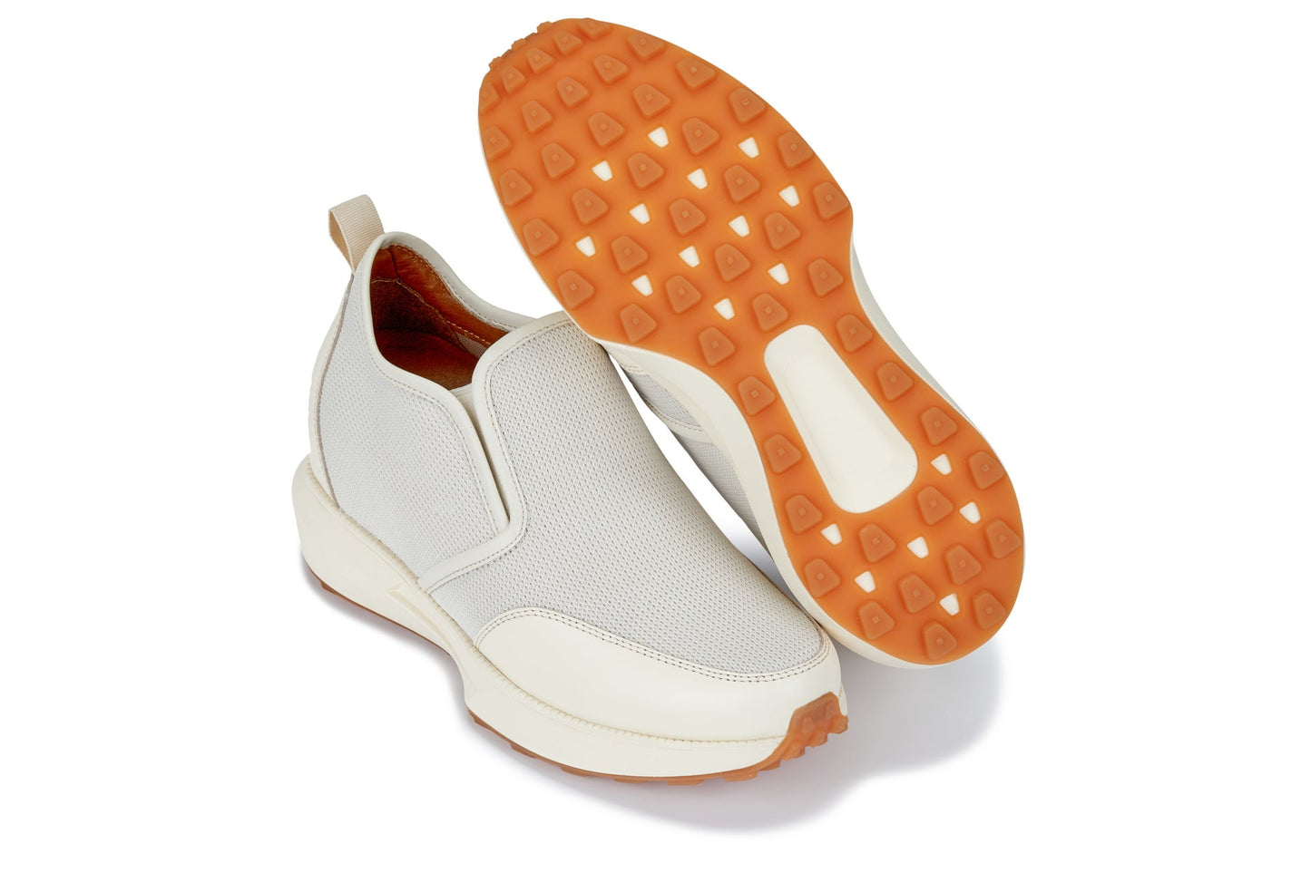 CALTO J1434 Off-White Height-Increasing Loafer Sneaker - 3.3 Inches Taller - Premium Casual Design - Quality Footwear