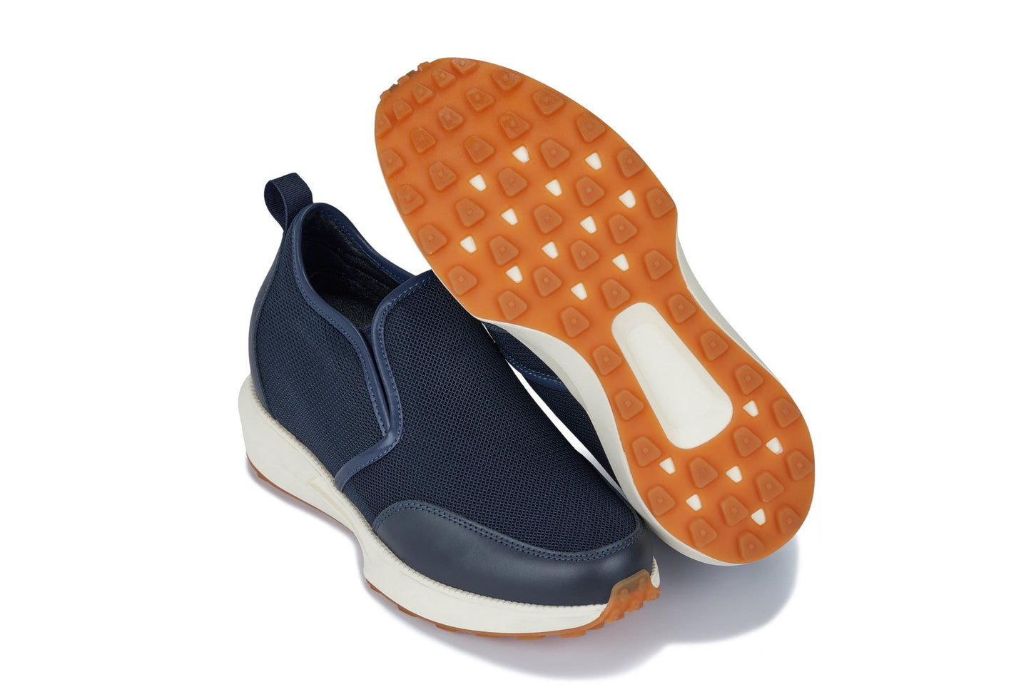 CALTO J1435 Dark Blue Height-Increasing Loafer Sneaker - 3.3 Inches Taller - Premium Casual Comfort - Premium Quality