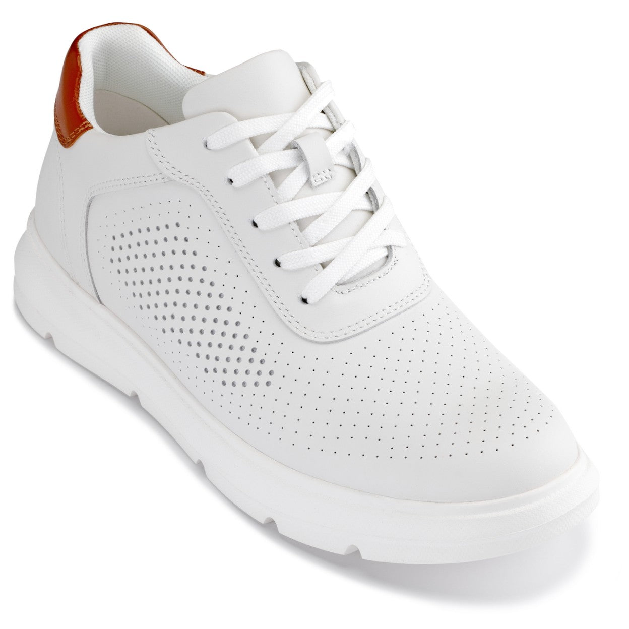 CALTO J1581 Lightweight Height-Increasing Casual Walker Sneaker - 2.6 Inches Taller - White - Premium Quality Footwear