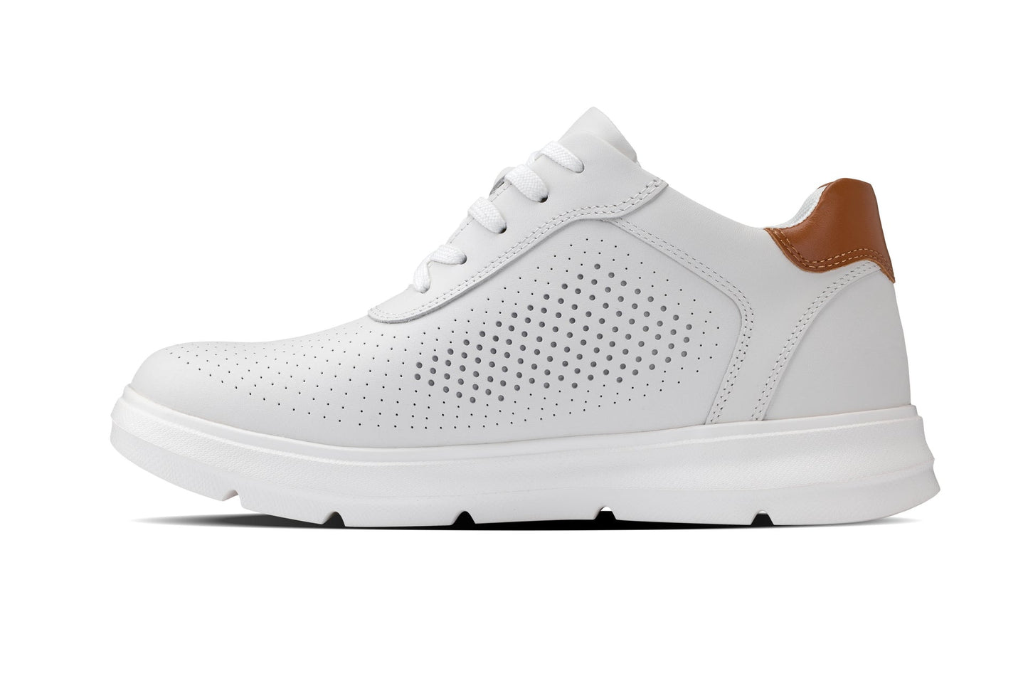 CALTO J1581 Lightweight Height-Increasing Casual Walker Sneaker - 2.6 Inches Taller - White - Premium Quality Footwear