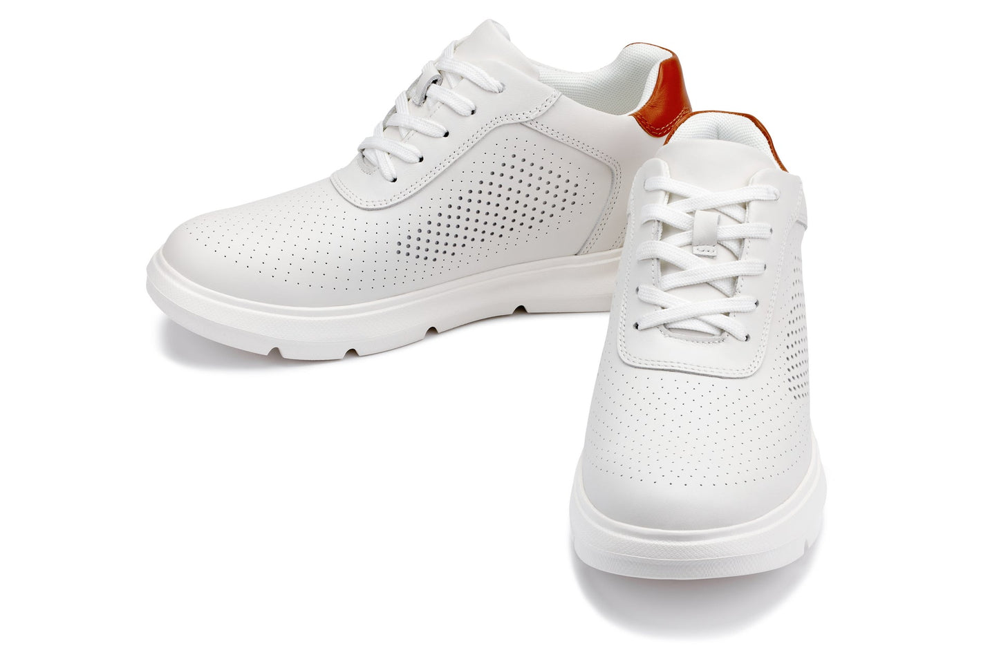 CALTO J1581 Lightweight Height-Increasing Casual Walker Sneaker - 2.6 Inches Taller - White - Premium Quality Footwear