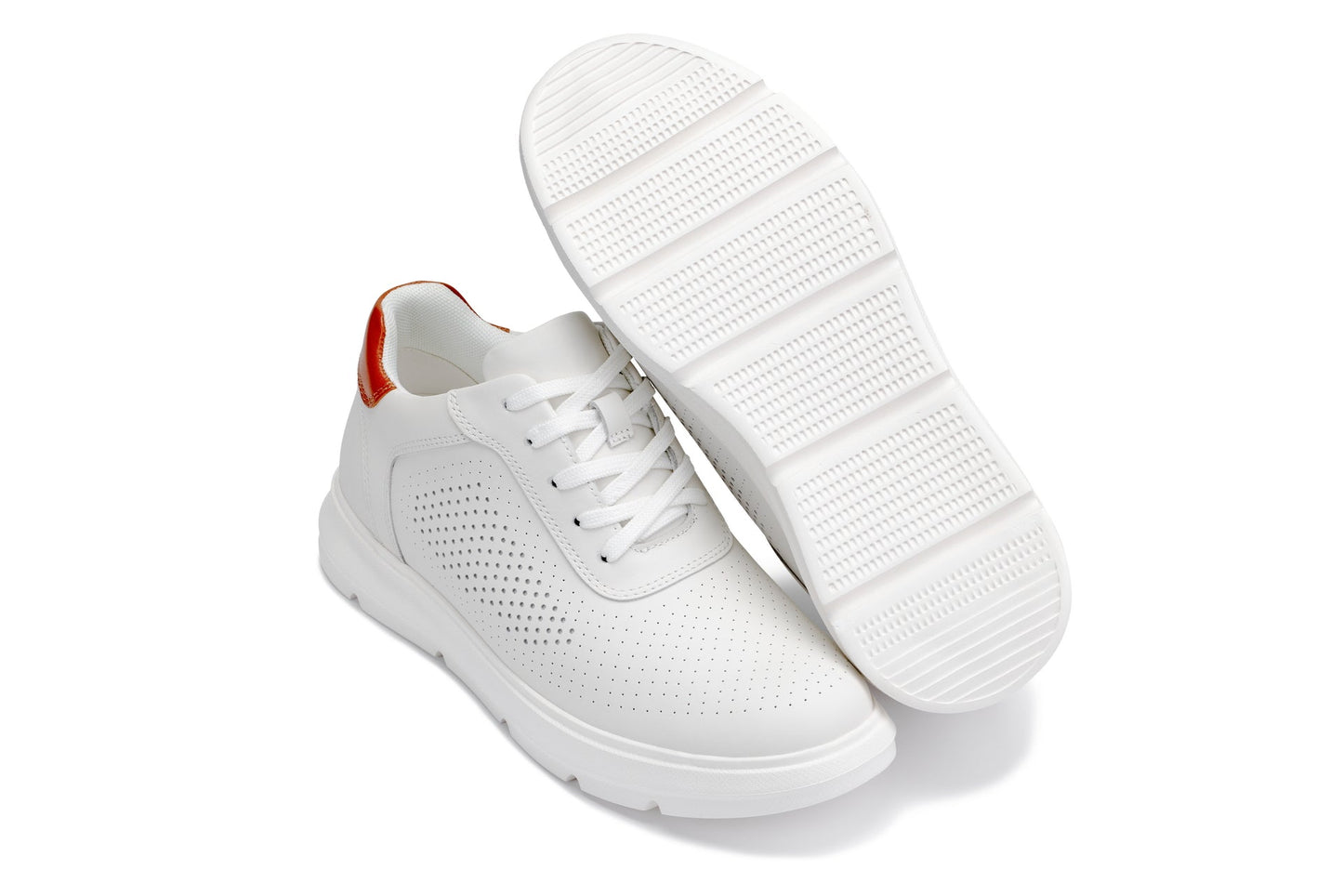 CALTO J1581 Lightweight Height-Increasing Casual Walker Sneaker - 2.6 Inches Taller - White - Premium Quality Footwear