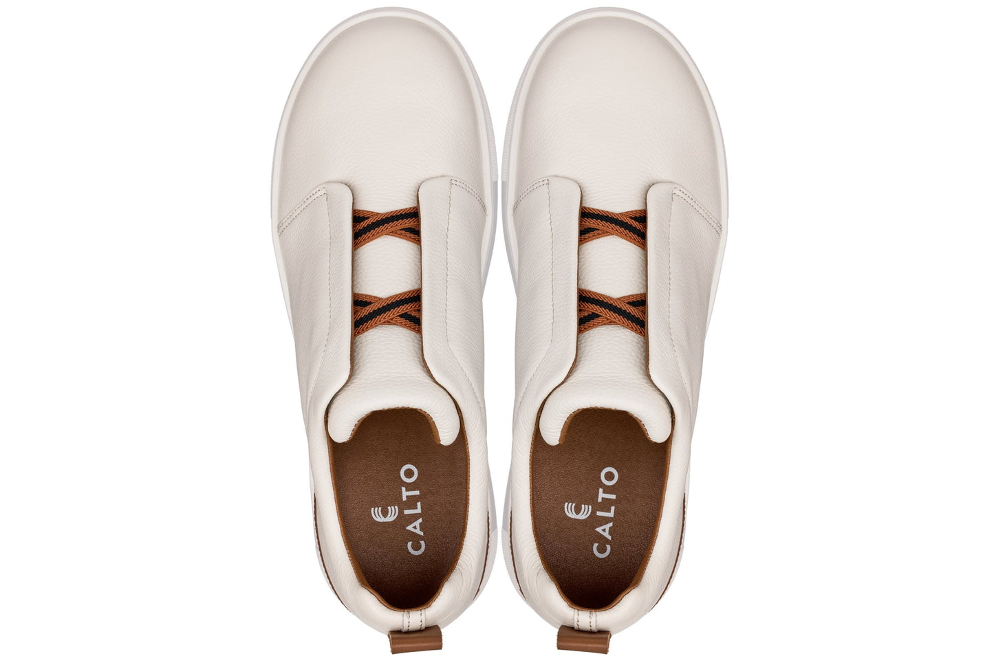 CALTO J1933 Off-White Slip-On Height-Increasing Snoafer - 2.6 Inches Taller - Effortless Style - Premium Quality Footwear