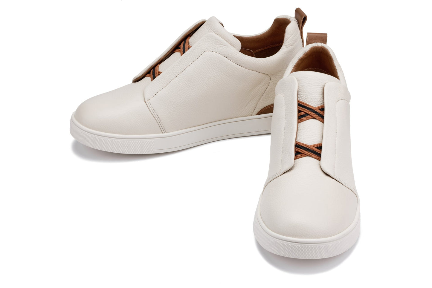 CALTO J1933 Off-White Slip-On Height-Increasing Snoafer - 2.6 Inches Taller - Effortless Style - Premium Quality Footwear
