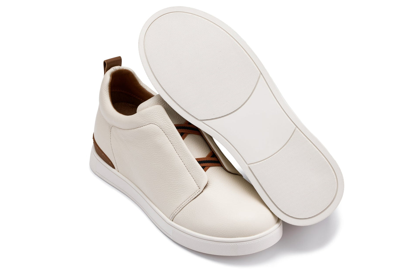 CALTO J1933 Off-White Slip-On Height-Increasing Snoafer - 2.6 Inches Taller - Effortless Style - Premium Quality Footwear