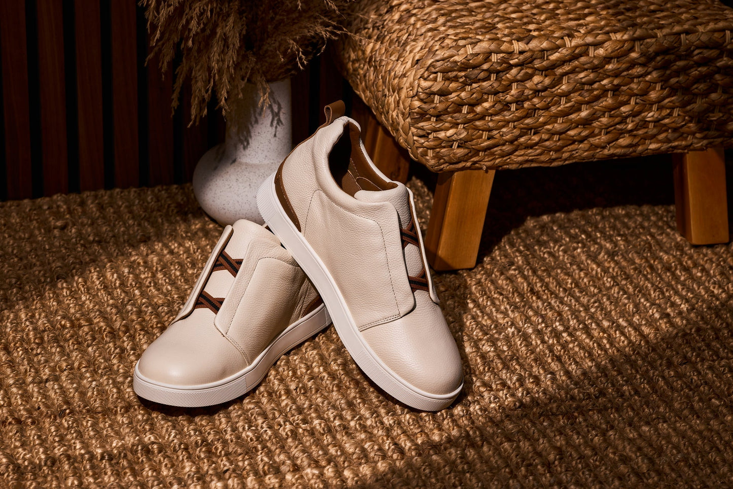 CALTO J1933 Off-White Slip-On Height-Increasing Snoafer - 2.6 Inches Taller - Effortless Style - Premium Quality Footwear