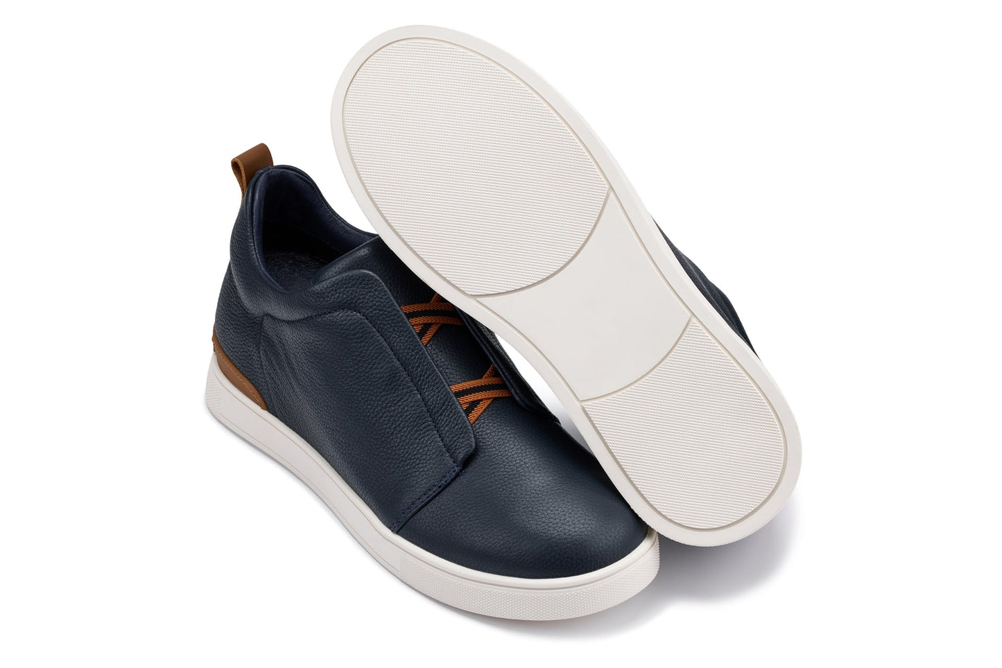 CALTO J1934 Navy Slip-On Height-Increasing Snoafer - 2.6 Inches Taller - Professional Casual Style - Premium Quality