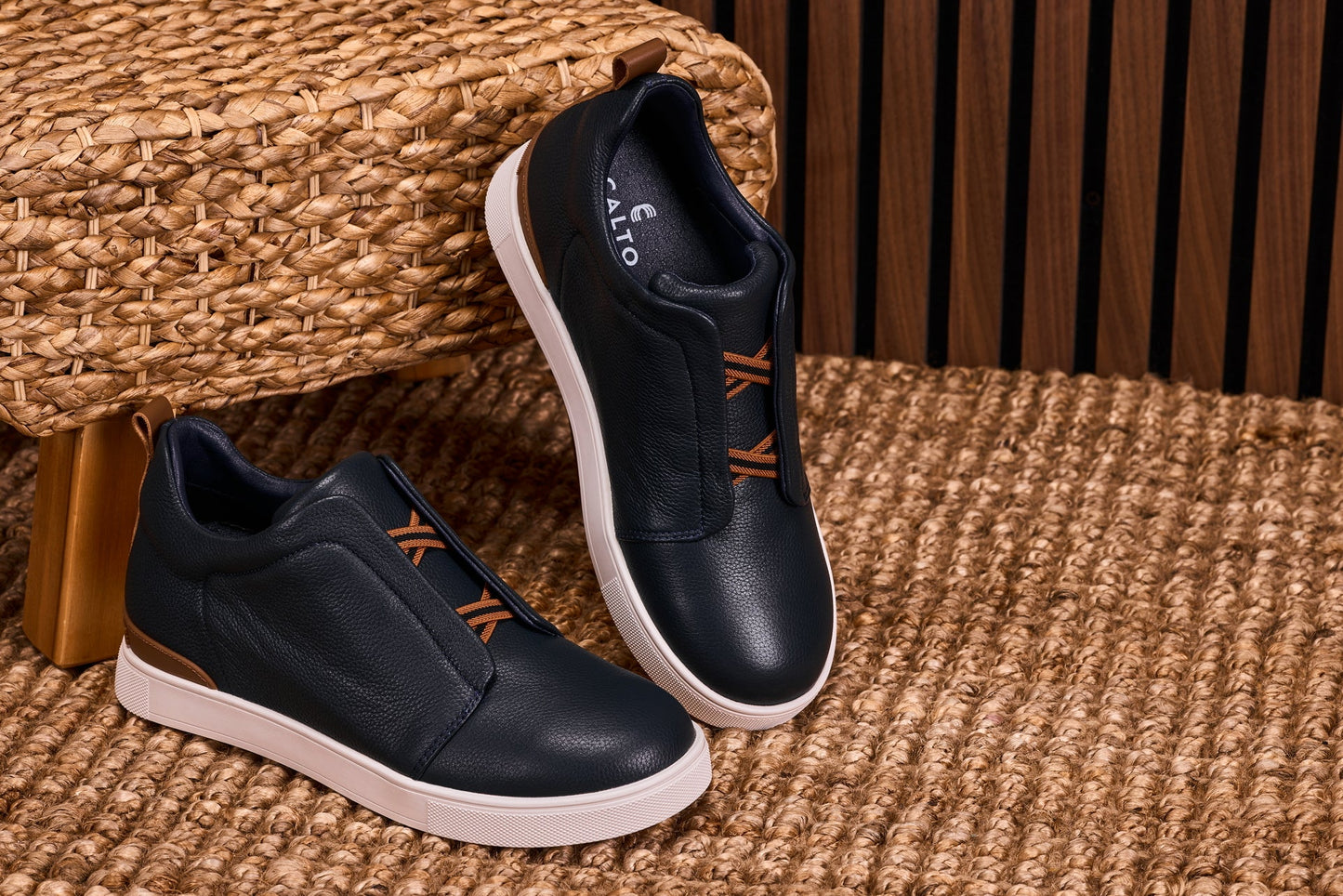 CALTO J1934 Navy Slip-On Height-Increasing Snoafer - 2.6 Inches Taller - Professional Casual Style - Premium Quality